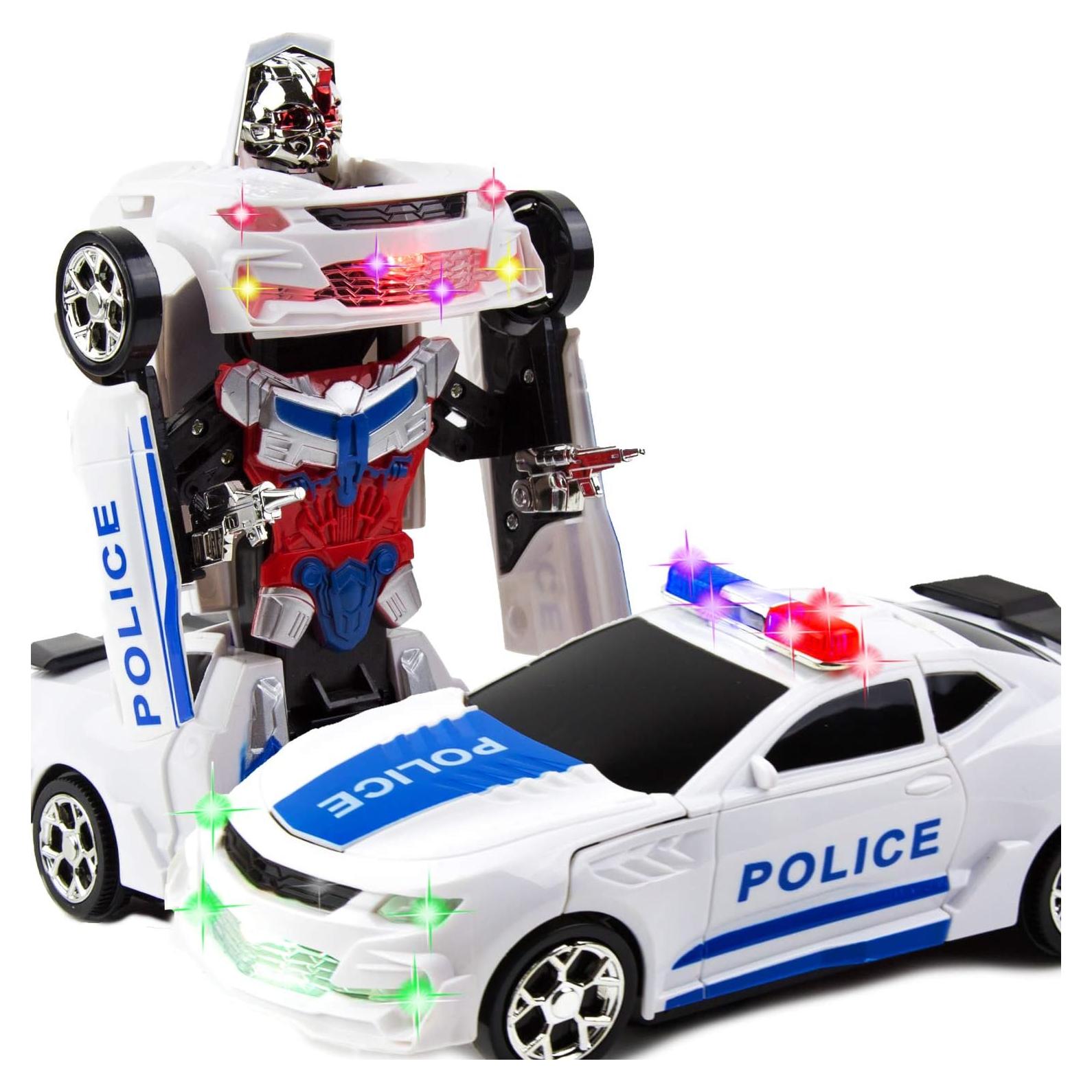 Coche de Policía Robot Transformador Toysery con Luces 21x9x8cm