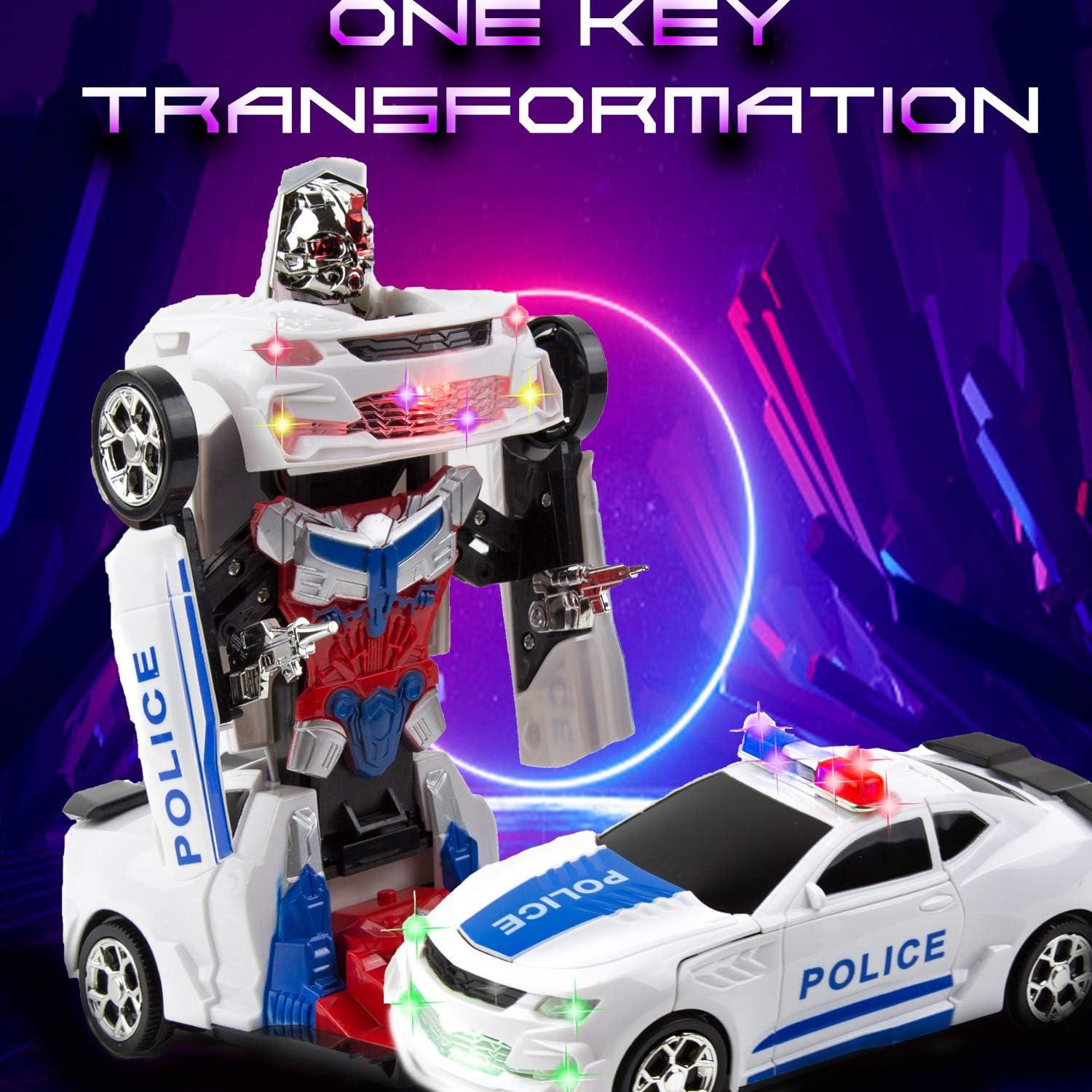 Coche de Policía Robot Transformador Toysery con Luces 21x9x8cm