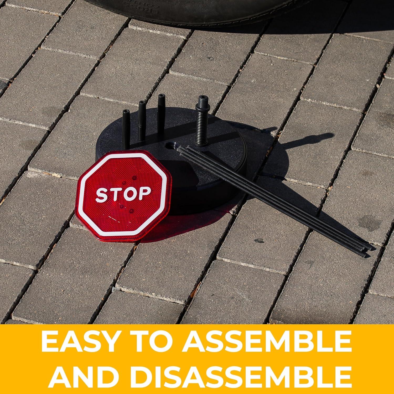 Zento Deals LED Flashing Stop Sign Parking Assistant for Garage- 7” Bright Red Stop Sign, Warning Car Stop Indicator Sensor for Vehicles, Adjustable Height, Premium Quality