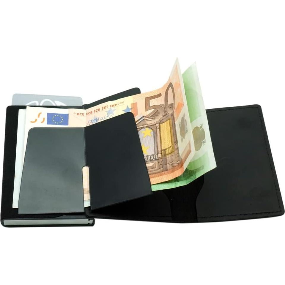 Cartera Slim Pacer Go de Aluminio y Cuero con Bloqueo RFID