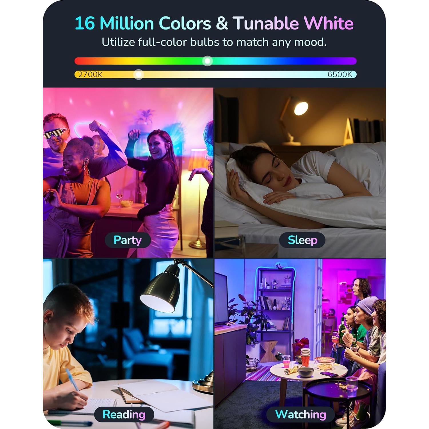 Bombillas Inteligentes EDISHINE Matter RGBTW 9W 800LM 2PCS