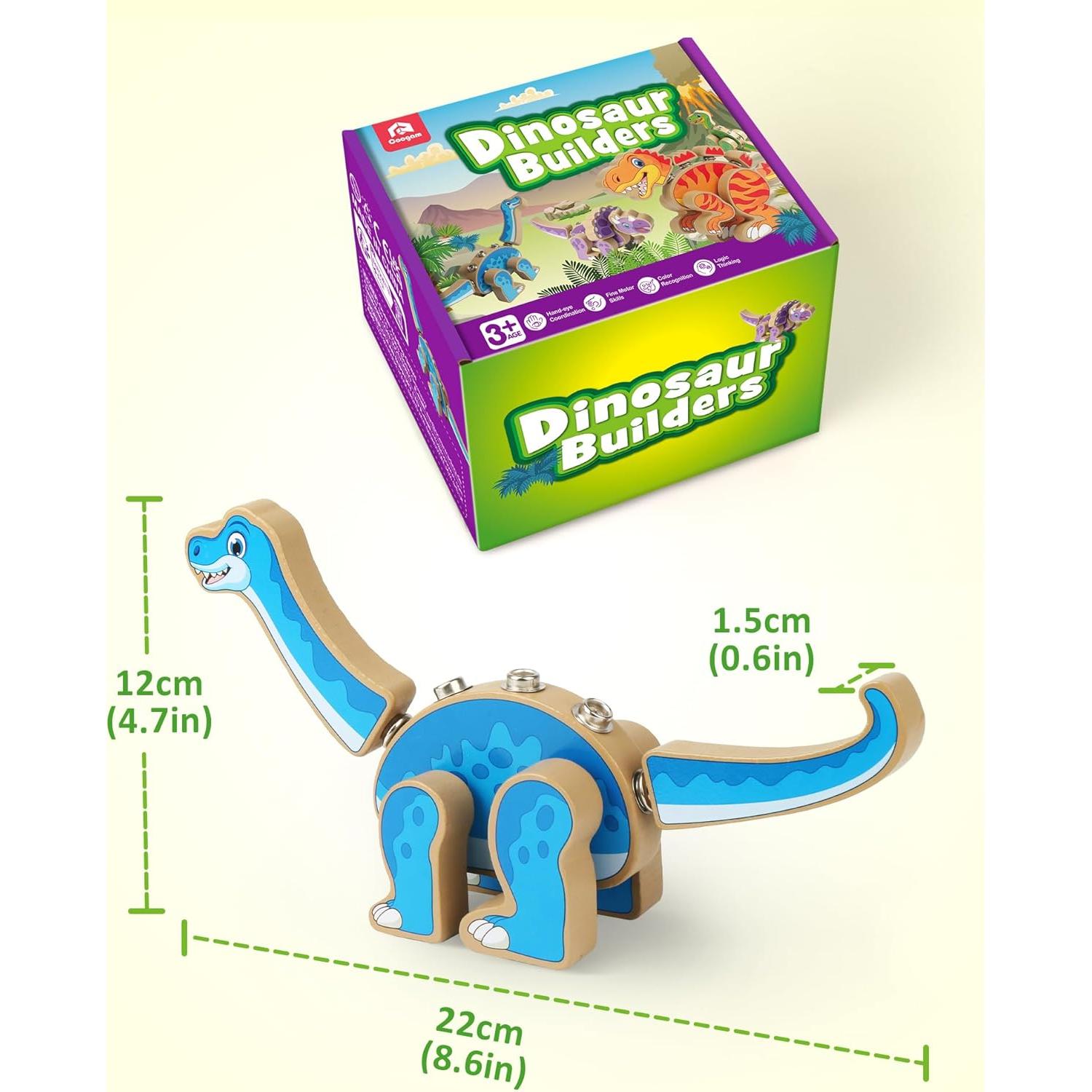 Juego de Construcción de Dinosaurios Coogam - 32 Bloques de Madera