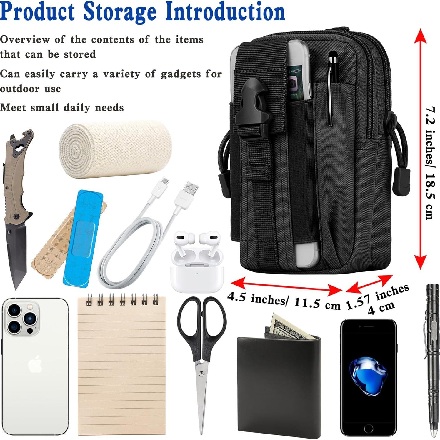 Funda Táctica Molle bvya para Teléfono Negro Compatible iPhone