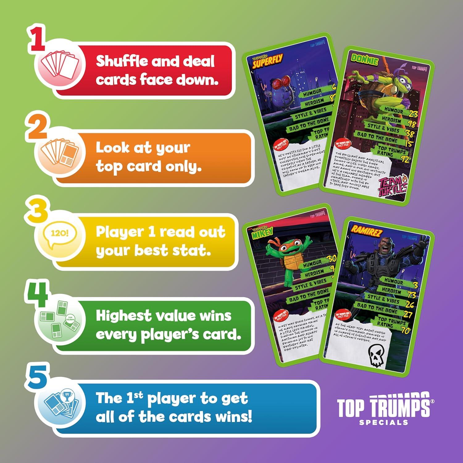 Juego de Cartas Top Trumps Tortugas Ninja - 2+ Jugadores - 6+ Años