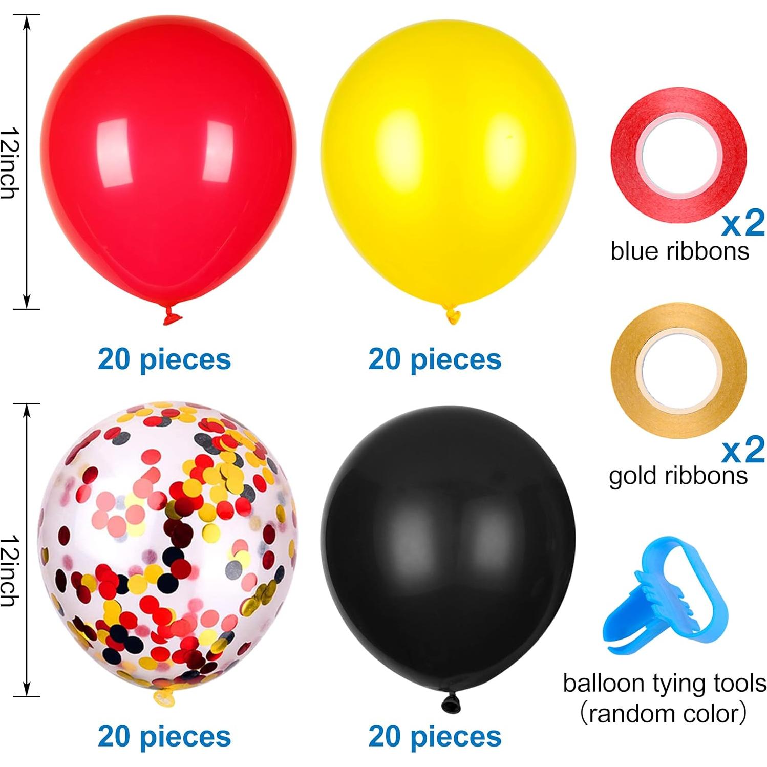 Globos JOYYPOP 80 pcs negro rojo amarillo confeti fiesta