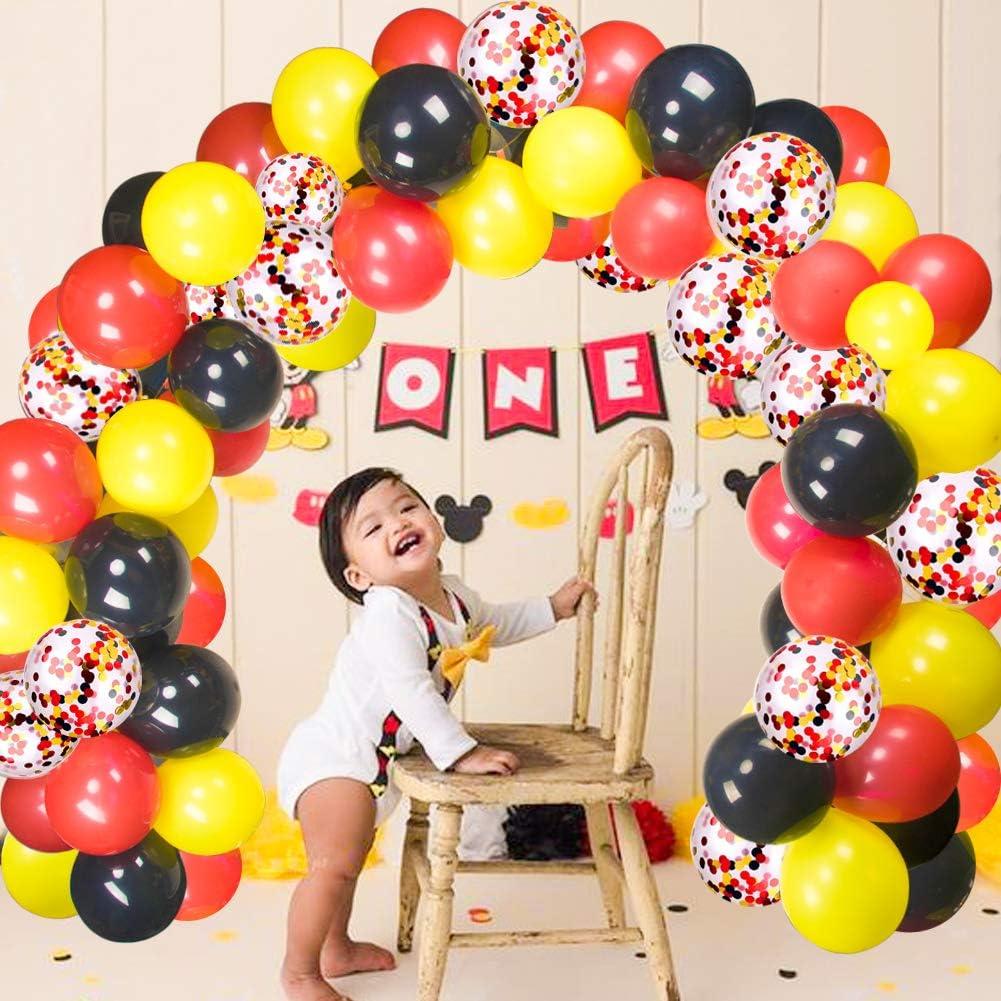 Globos JOYYPOP 80 pcs negro rojo amarillo confeti fiesta