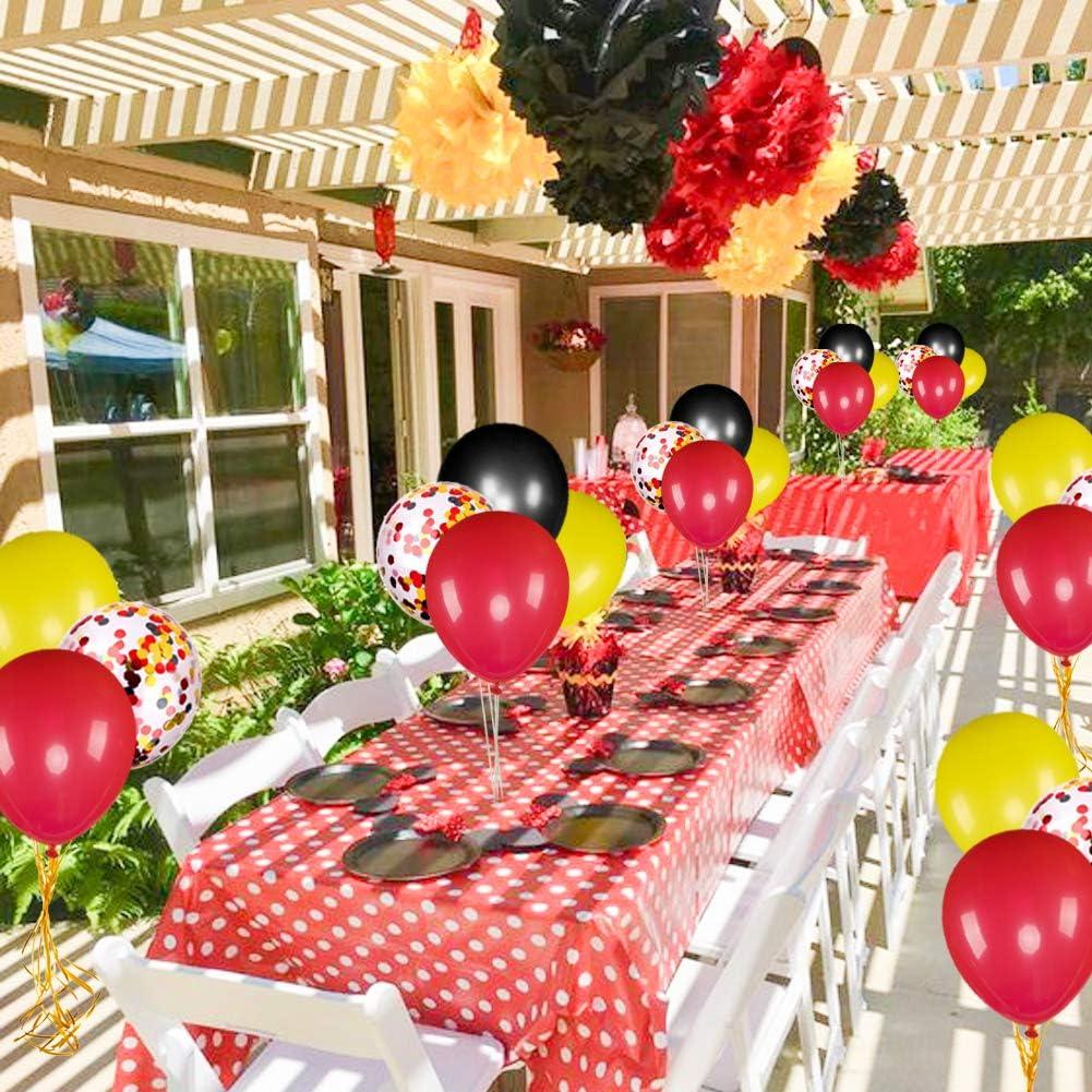 Globos JOYYPOP 80 pcs negro rojo amarillo confeti fiesta