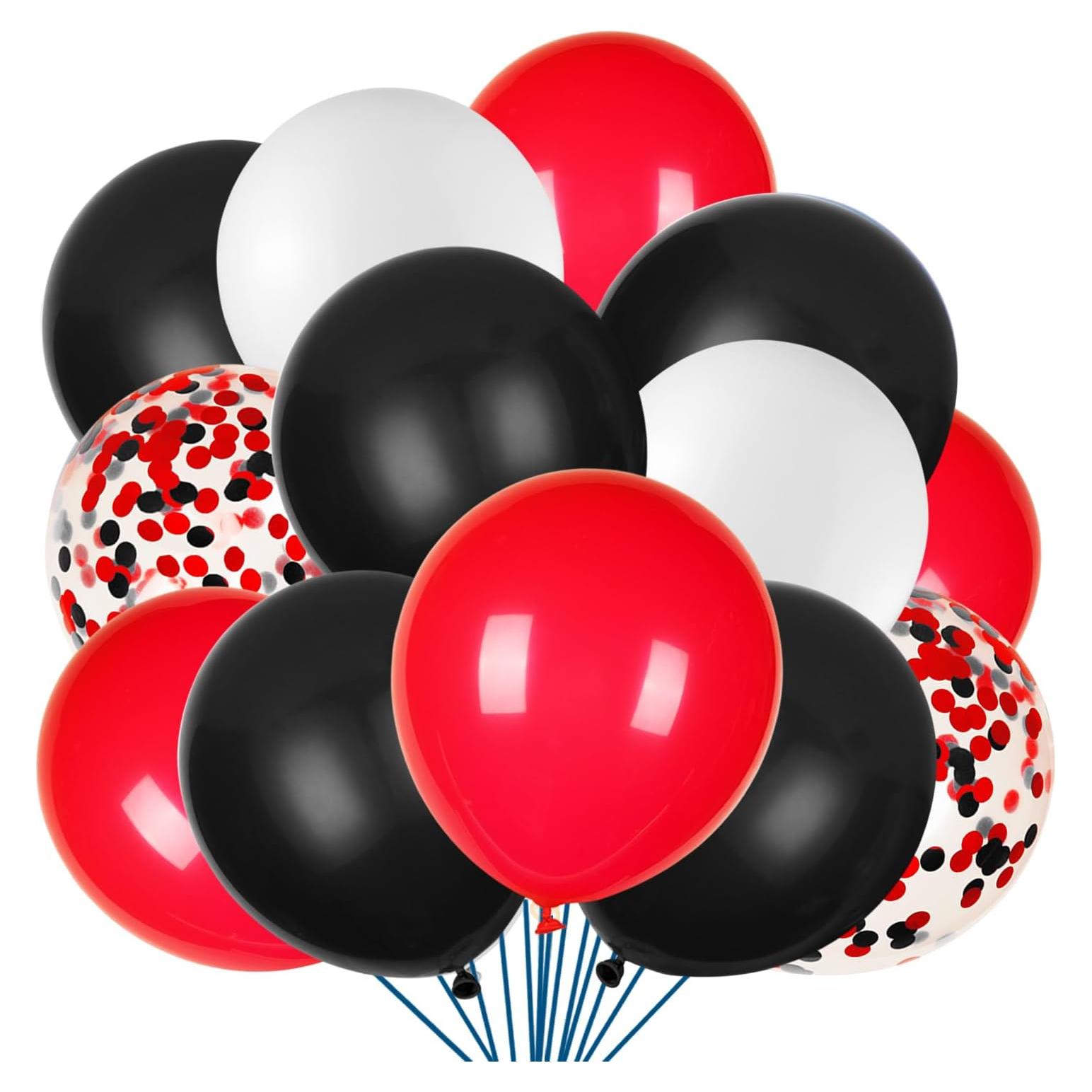 Globos de Láttex JOYYPOP 80Pcs Rojos, Blancos y Negros