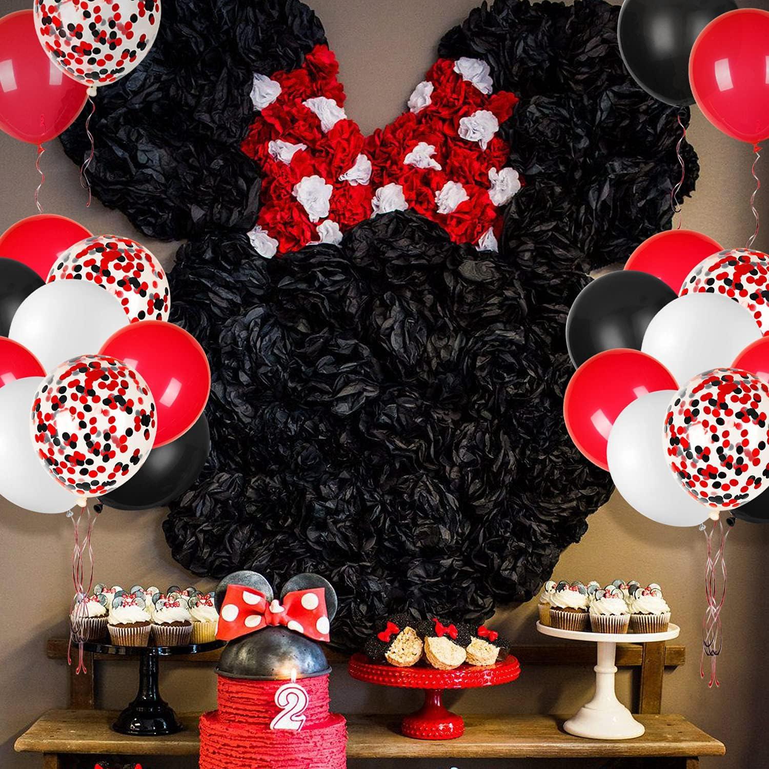 Globos de Láttex JOYYPOP 80Pcs Rojos, Blancos y Negros