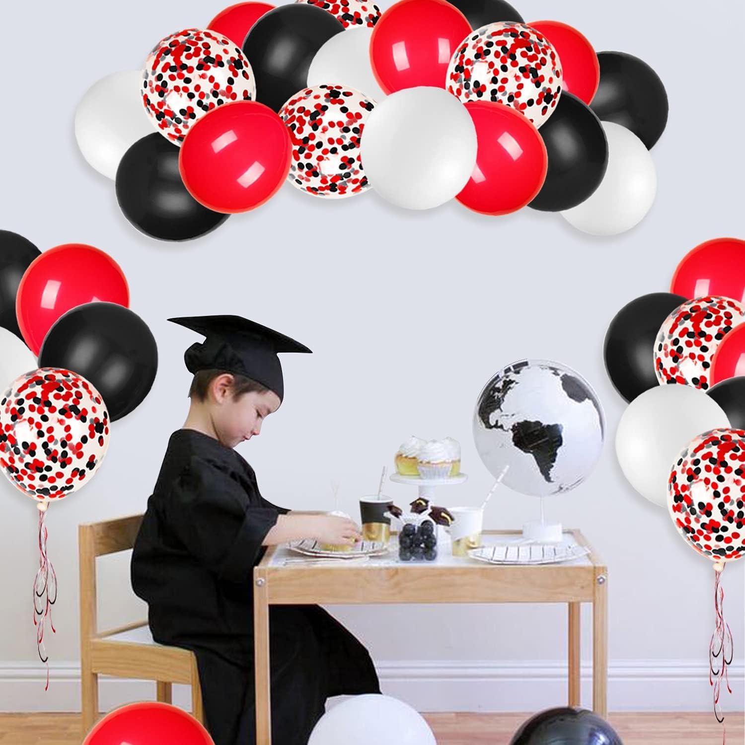 Globos de Láttex JOYYPOP 80Pcs Rojos, Blancos y Negros
