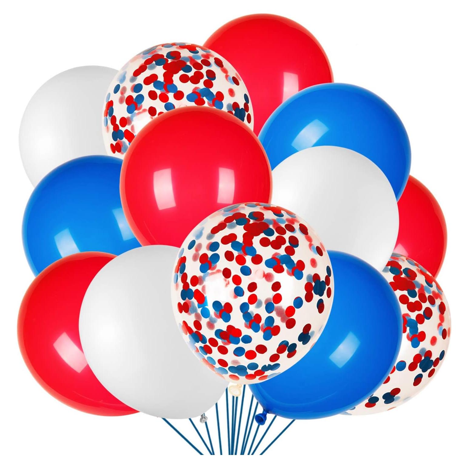 Globos de Láttex JOYYPOP 80 Pcs Rojos, Blancos y Azules