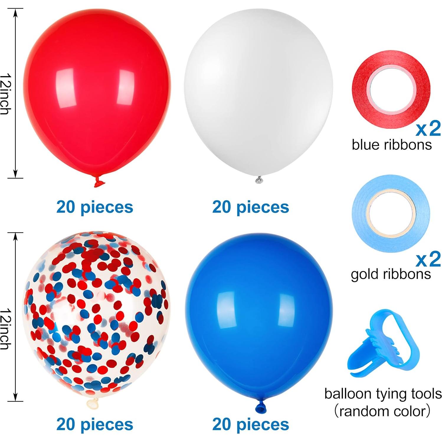Globos de Láttex JOYYPOP 80 Pcs Rojos, Blancos y Azules