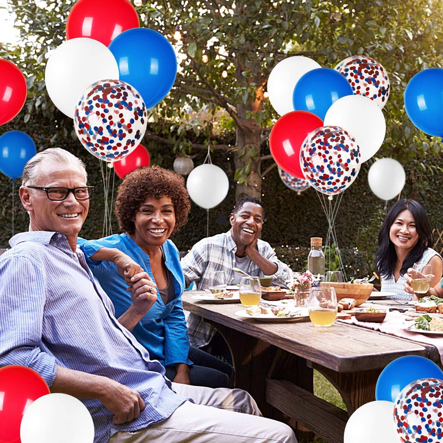 Globos de Láttex JOYYPOP 80 Pcs Rojos, Blancos y Azules