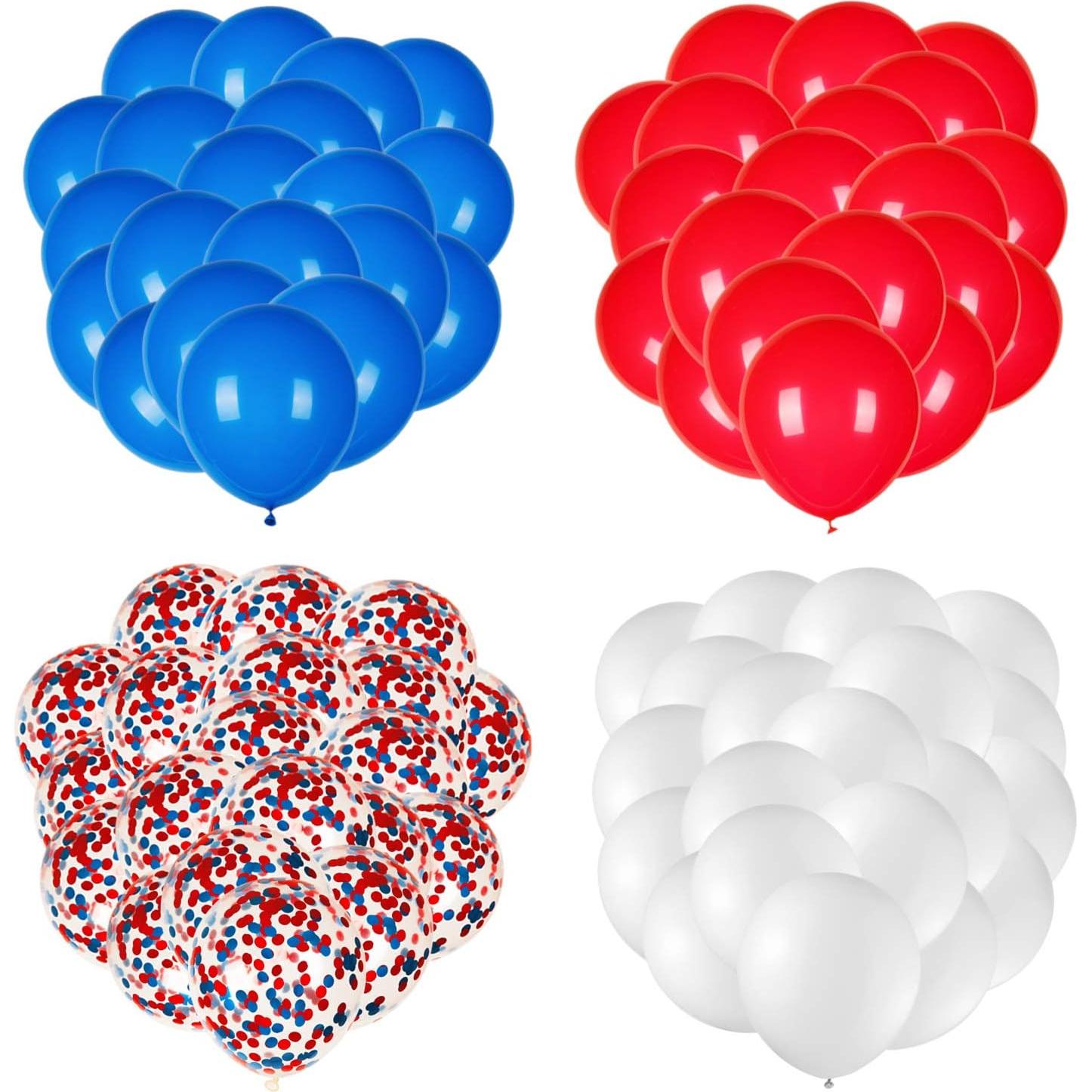 Globos de Láttex JOYYPOP 80 Pcs Rojos, Blancos y Azules