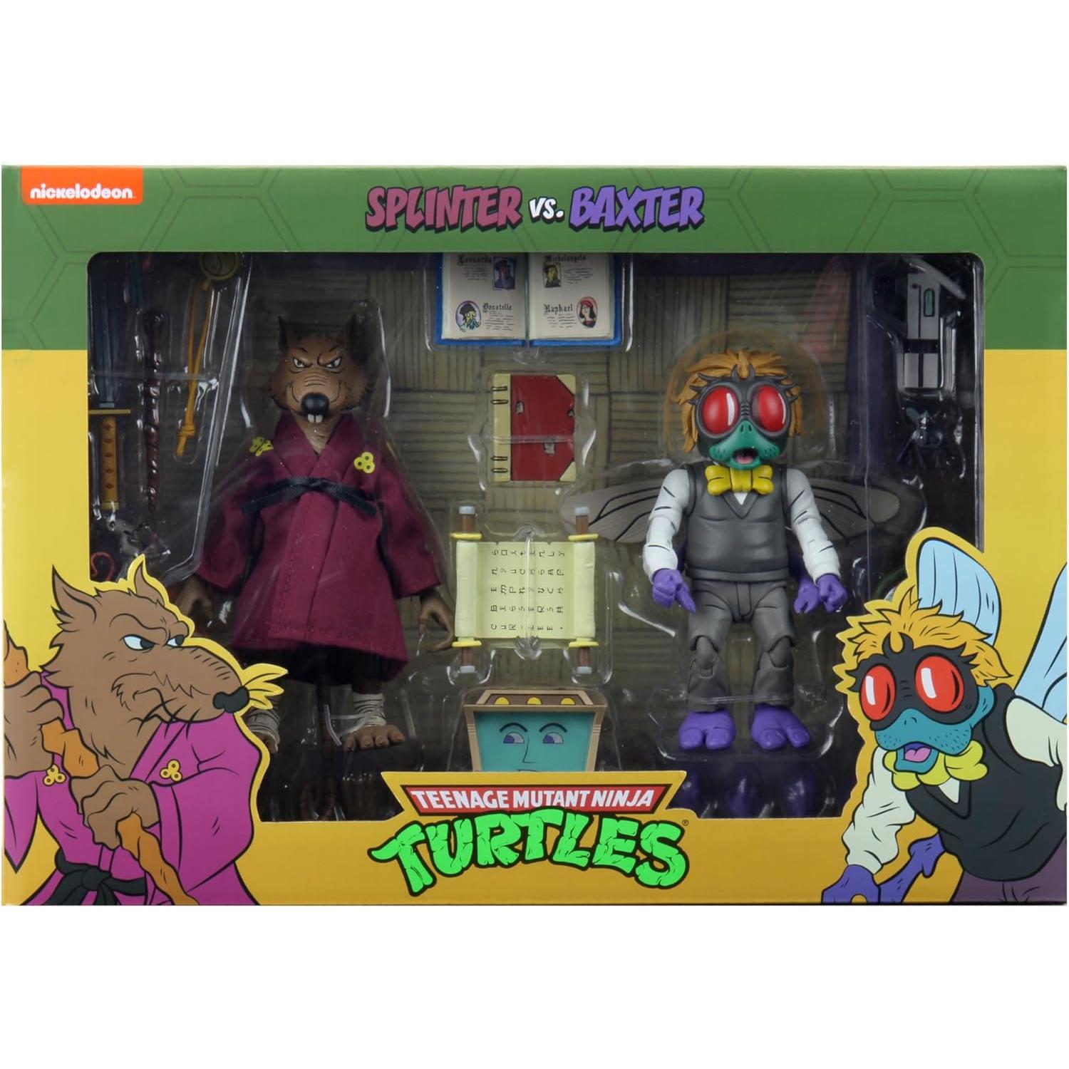 NECA Tortugas Ninja 2-Pack Splinter y Baxter 18 cm Accesorios