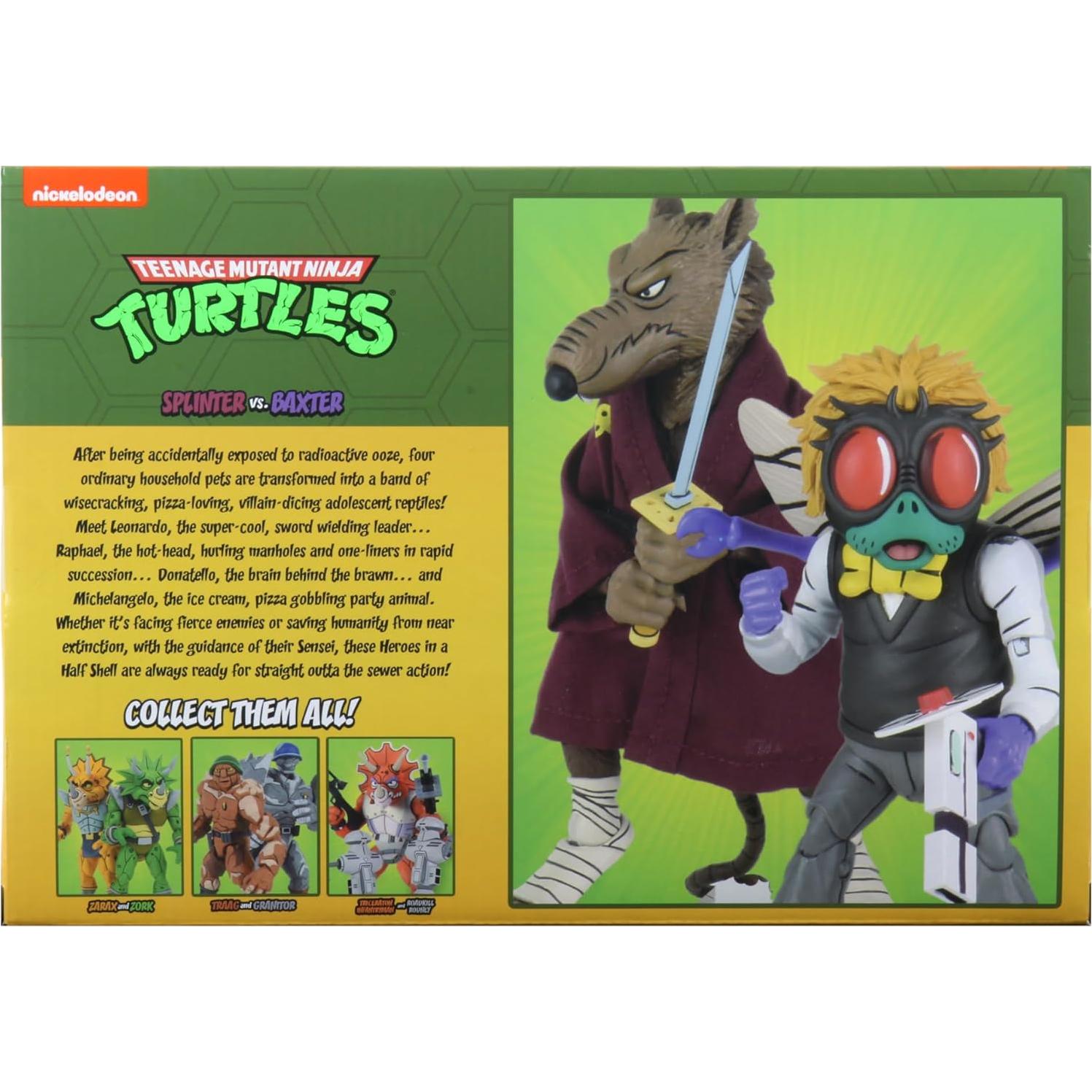 NECA Tortugas Ninja 2-Pack Splinter y Baxter 18 cm Accesorios