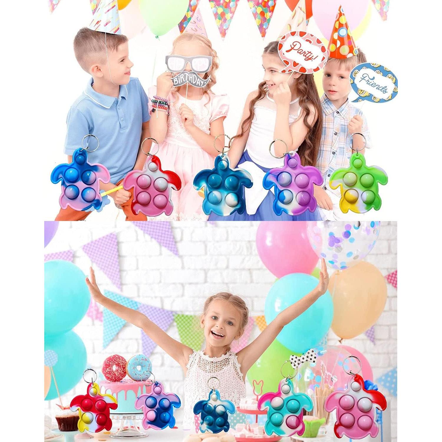 30 Paquetes Llaveros Antiestrés Tortuga Arcoíris Goodangie00