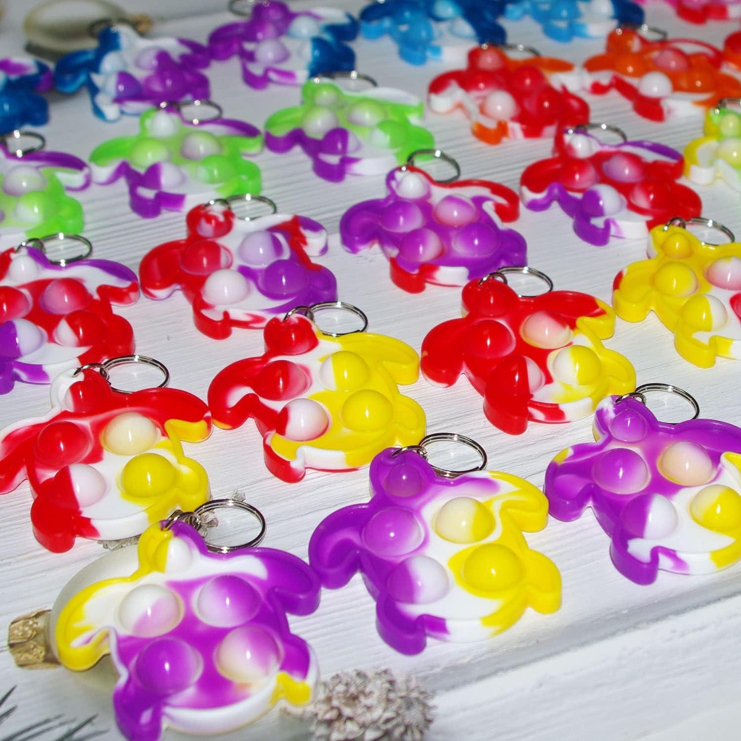 30 Paquetes Llaveros Antiestrés Tortuga Arcoíris Goodangie00