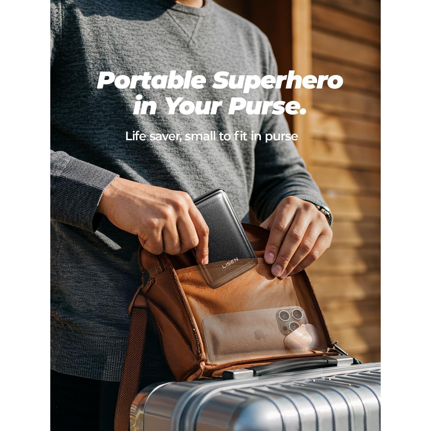 Banco de Poder Inalámbrico LISEN Qi2 10,000mAh 15W Negro