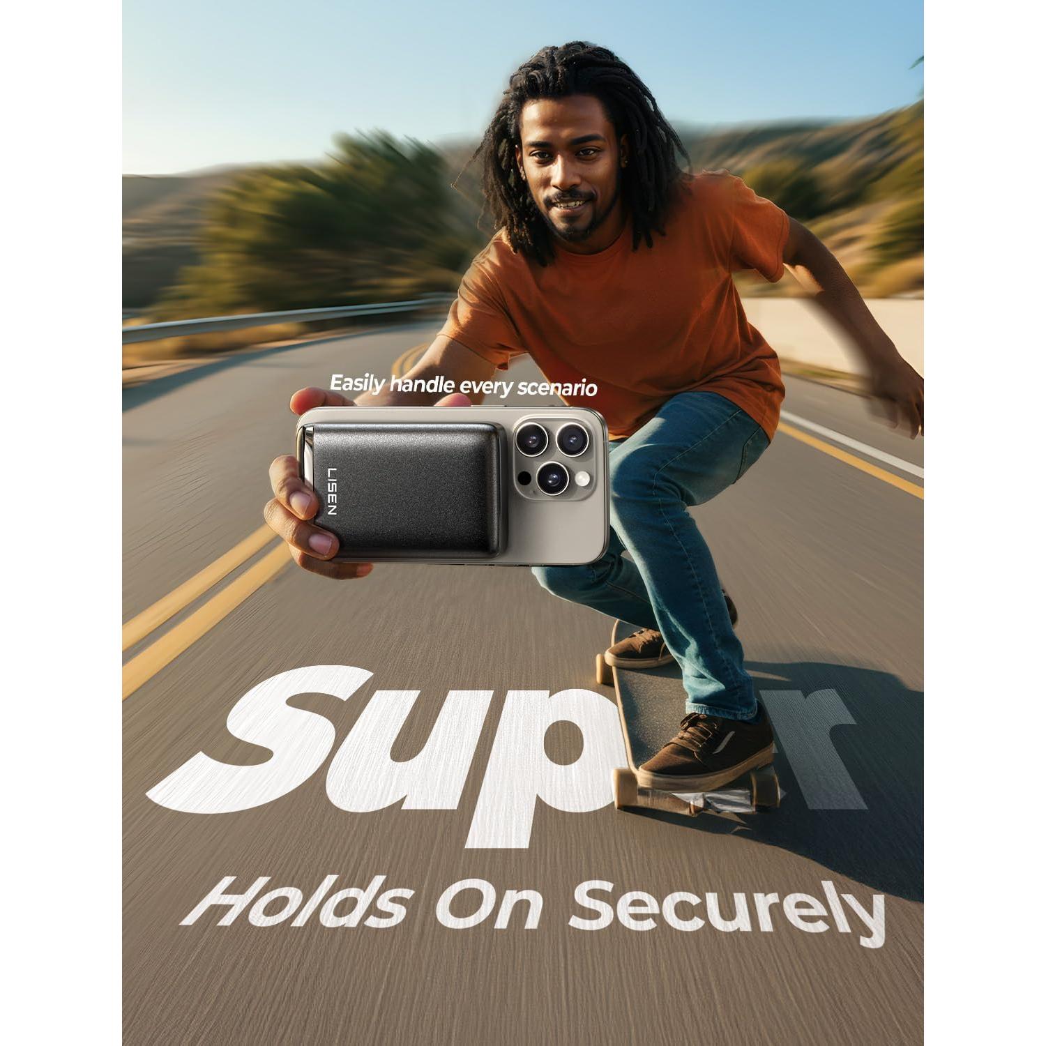 Banco de Poder Inalámbrico LISEN Qi2 10,000mAh 15W Negro