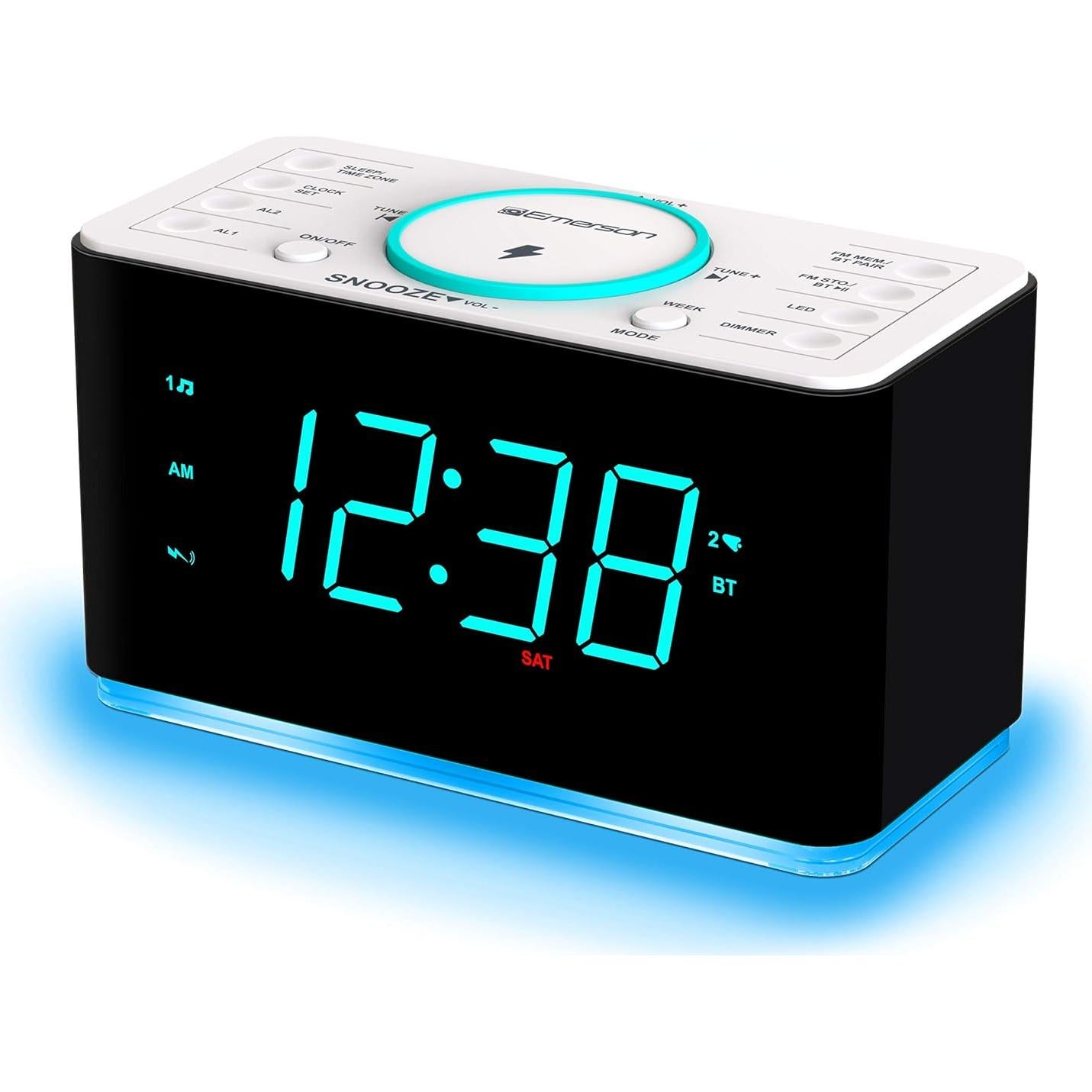 Reloj Despertador Emerson ER100401 con Cargador Inalámbrico 15W