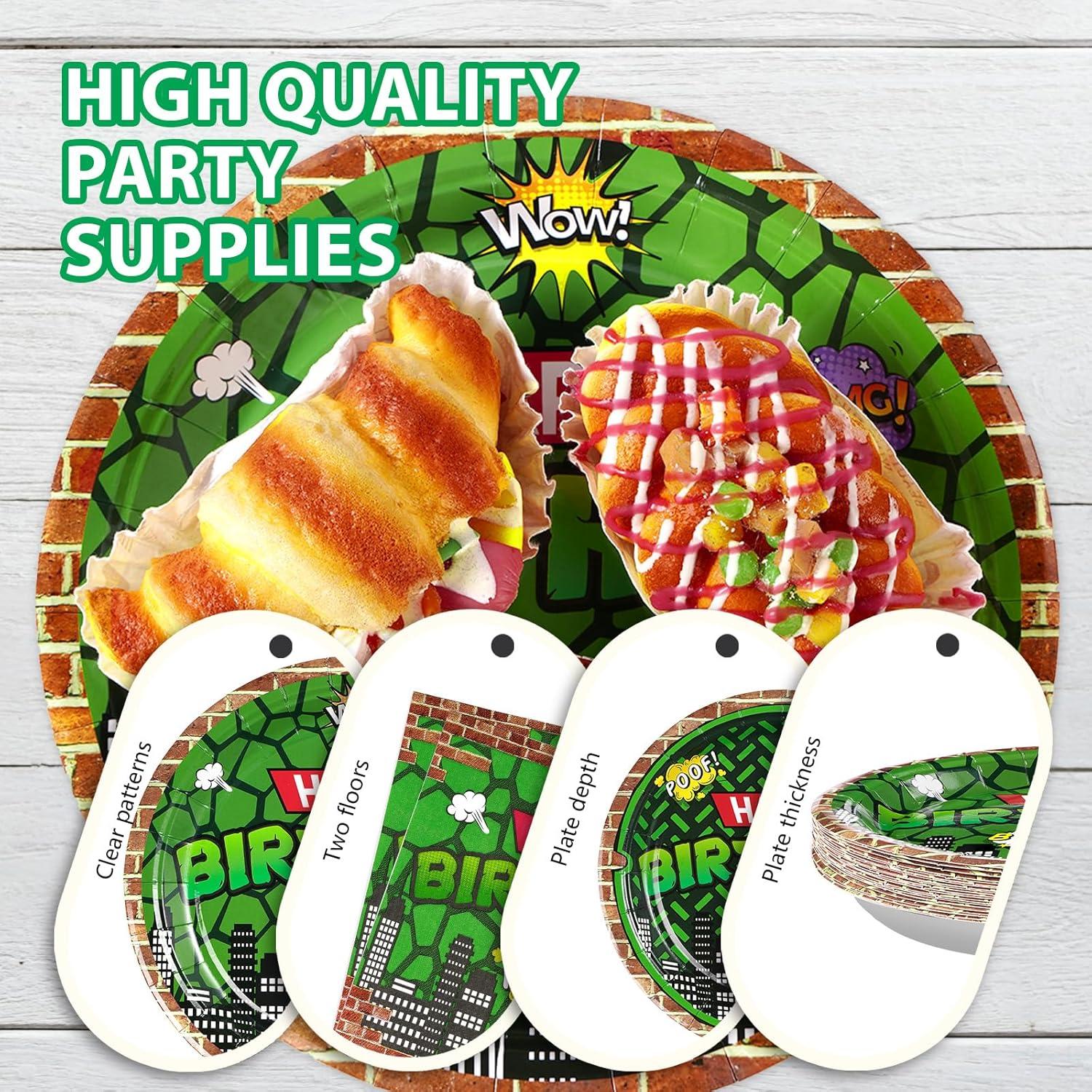 Kit de Cumpleaños de Tortuga Grencian - 96 Piezas Desechables