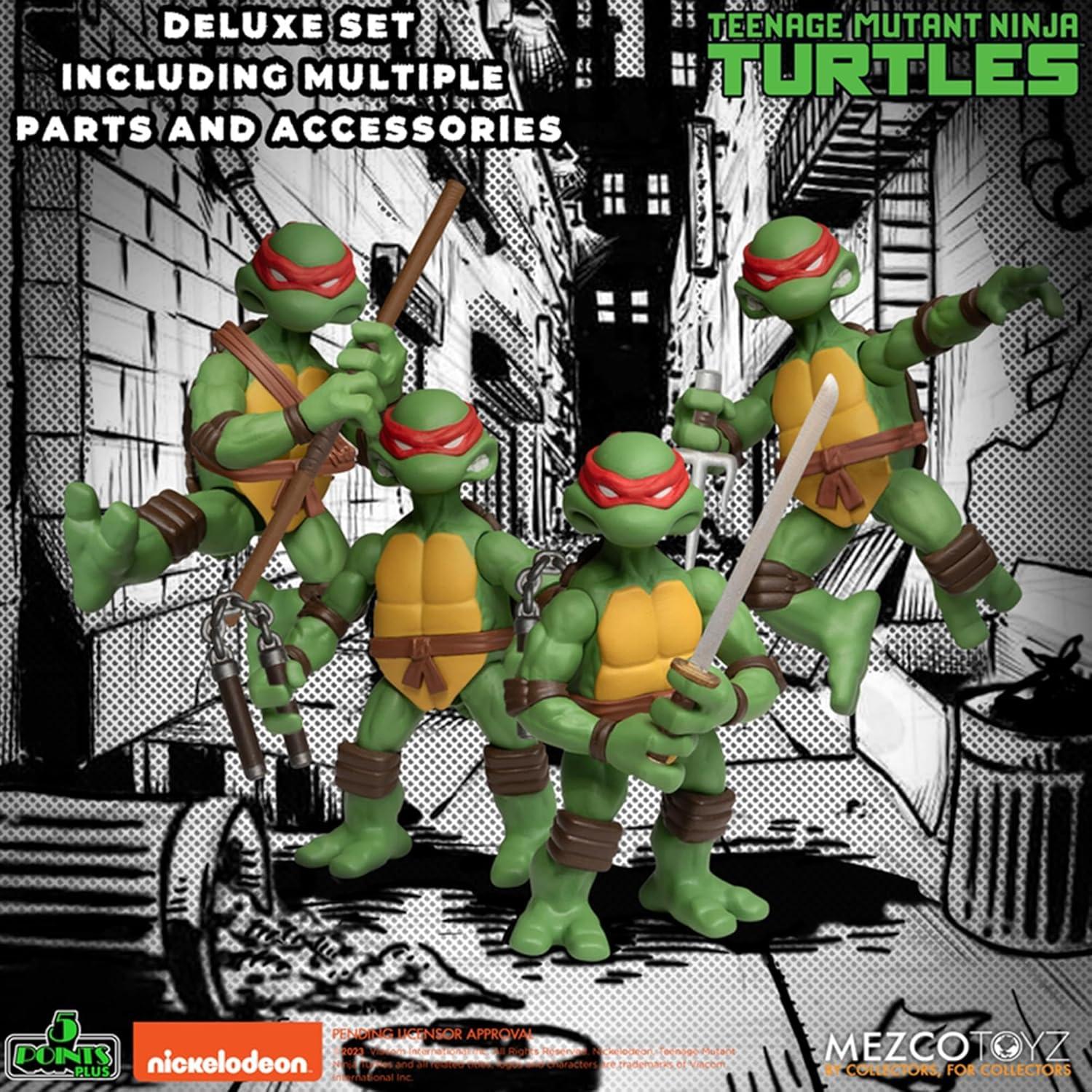 Set Deluxe Tortugas Ninja 5 Points Plus Mezco - 4 Figuras