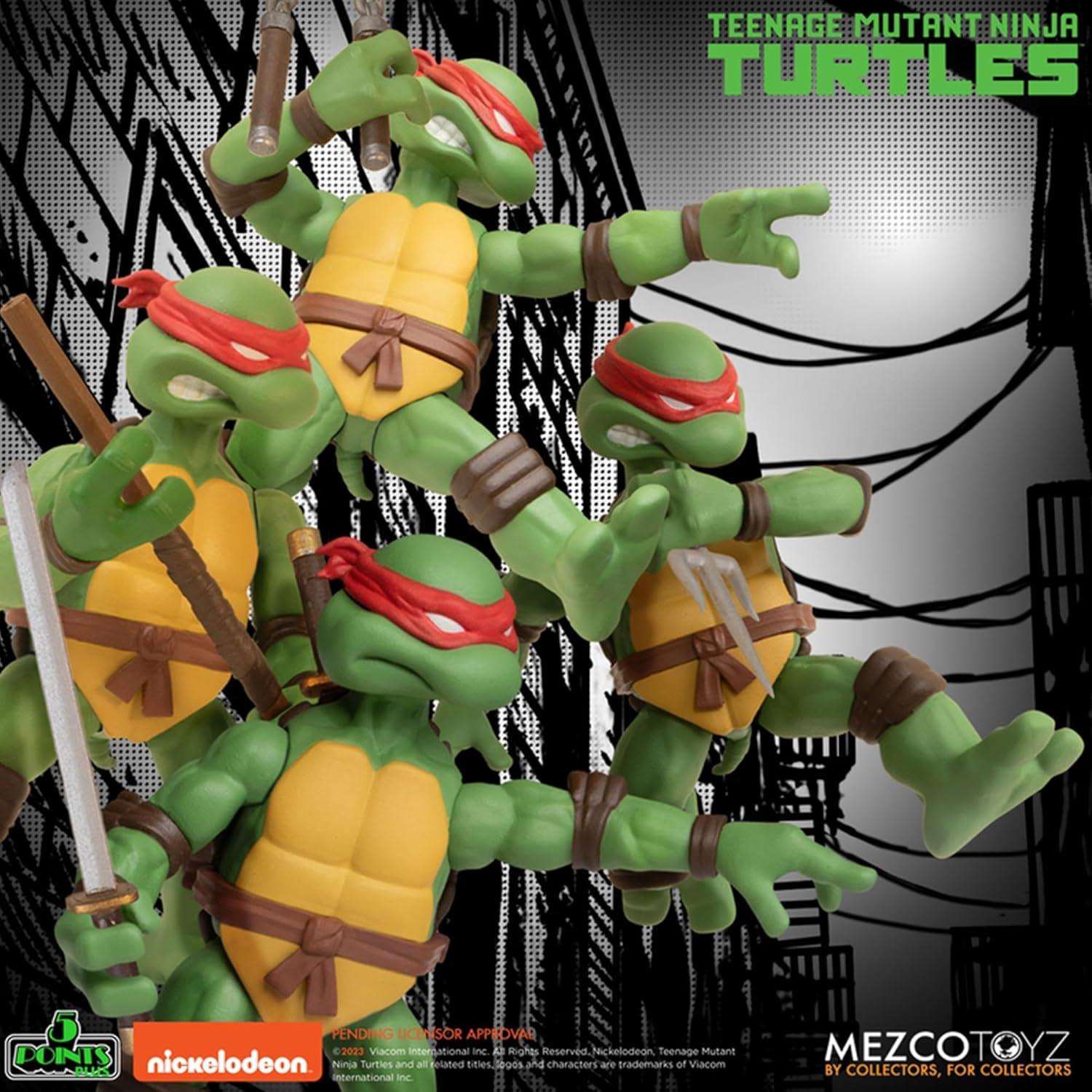Set Deluxe Tortugas Ninja 5 Points Plus Mezco - 4 Figuras