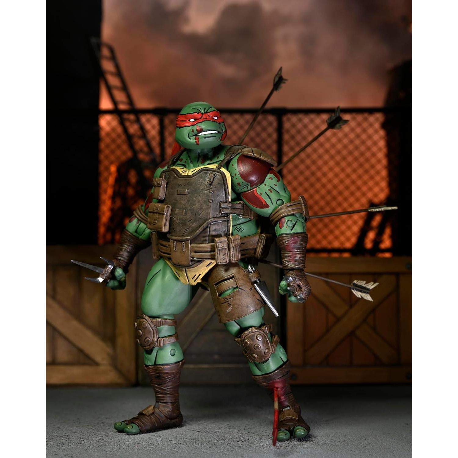 Figura de Acción NECA Tortugas Ninja Raphael 1:7 Daños de Batalla