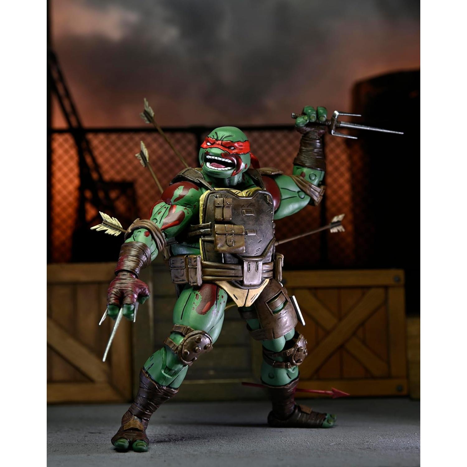 Figura de Acción NECA Tortugas Ninja Raphael 1:7 Daños de Batalla