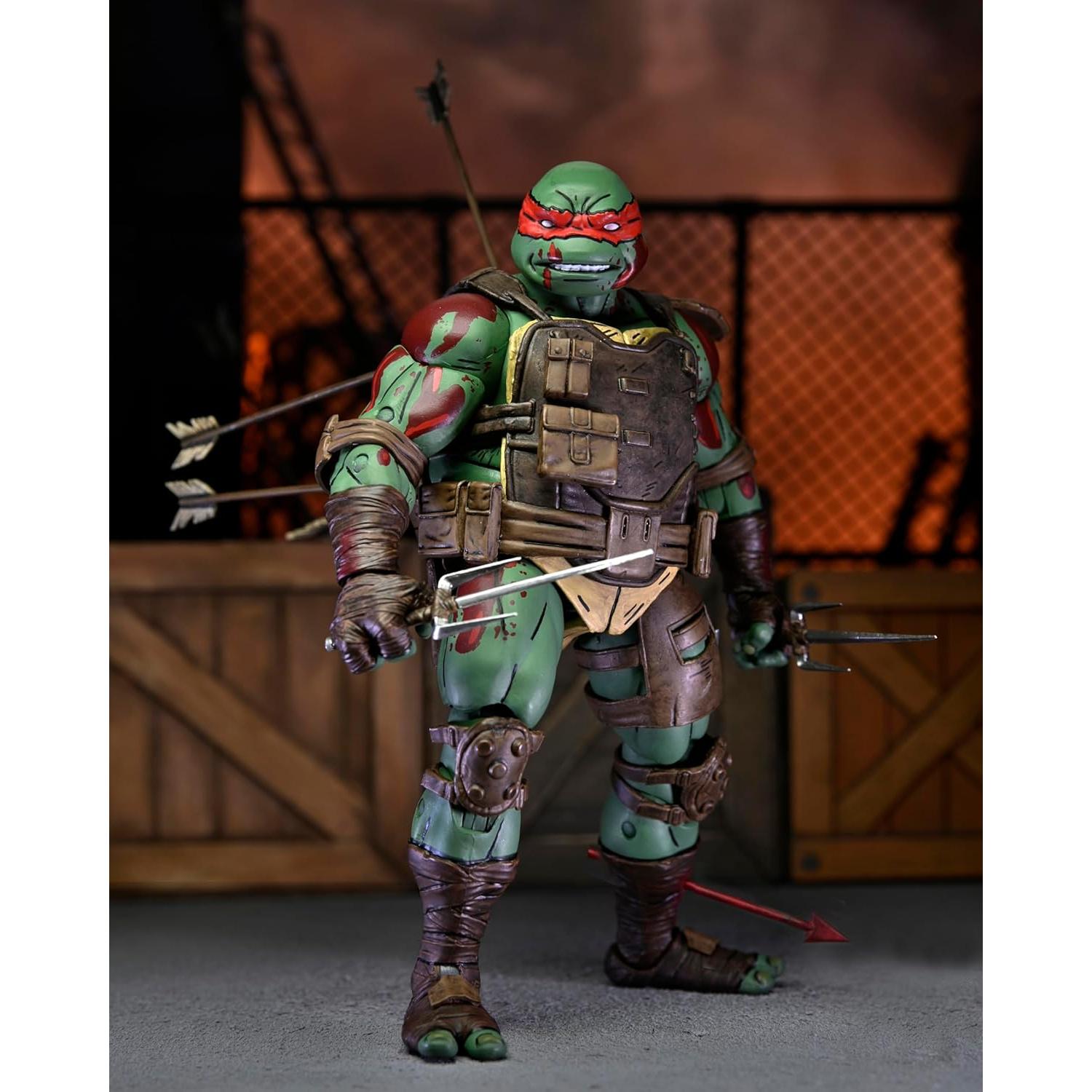 Figura de Acción NECA Tortugas Ninja Raphael 1:7 Daños de Batalla