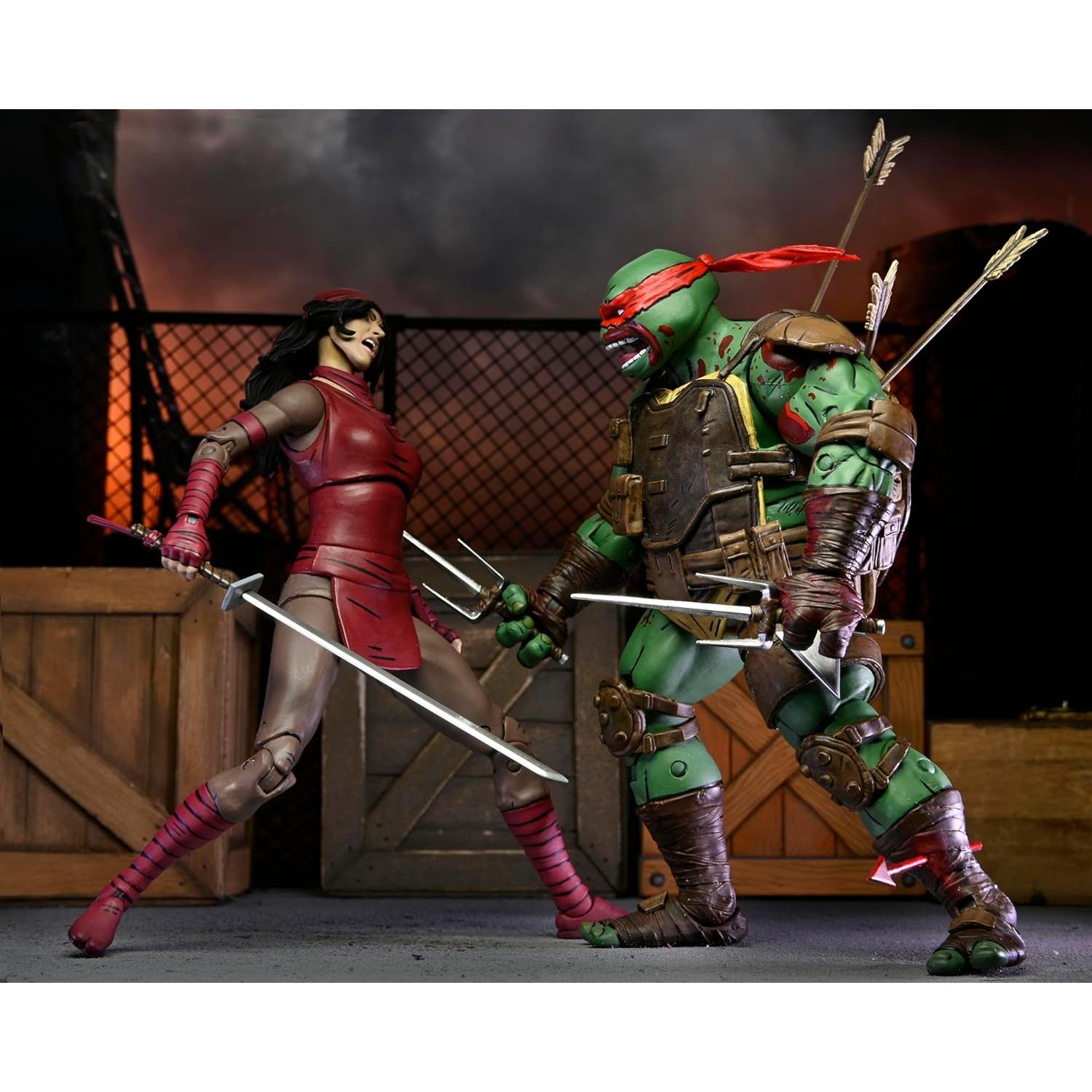 Figura de Acción NECA Tortugas Ninja Raphael 1:7 Daños de Batalla