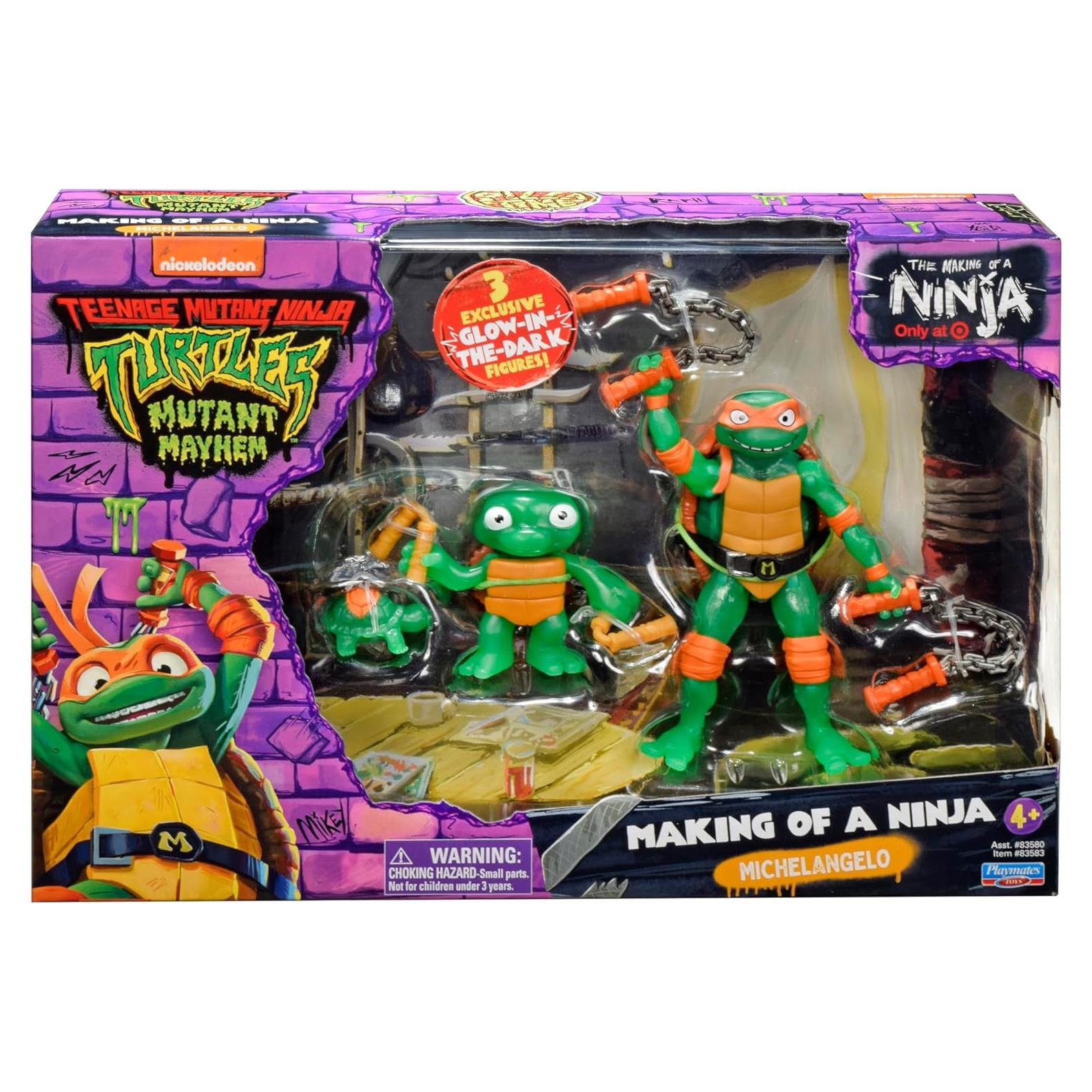 Figura Evolución Tortugas Ninja Michelangelo Paquete 3