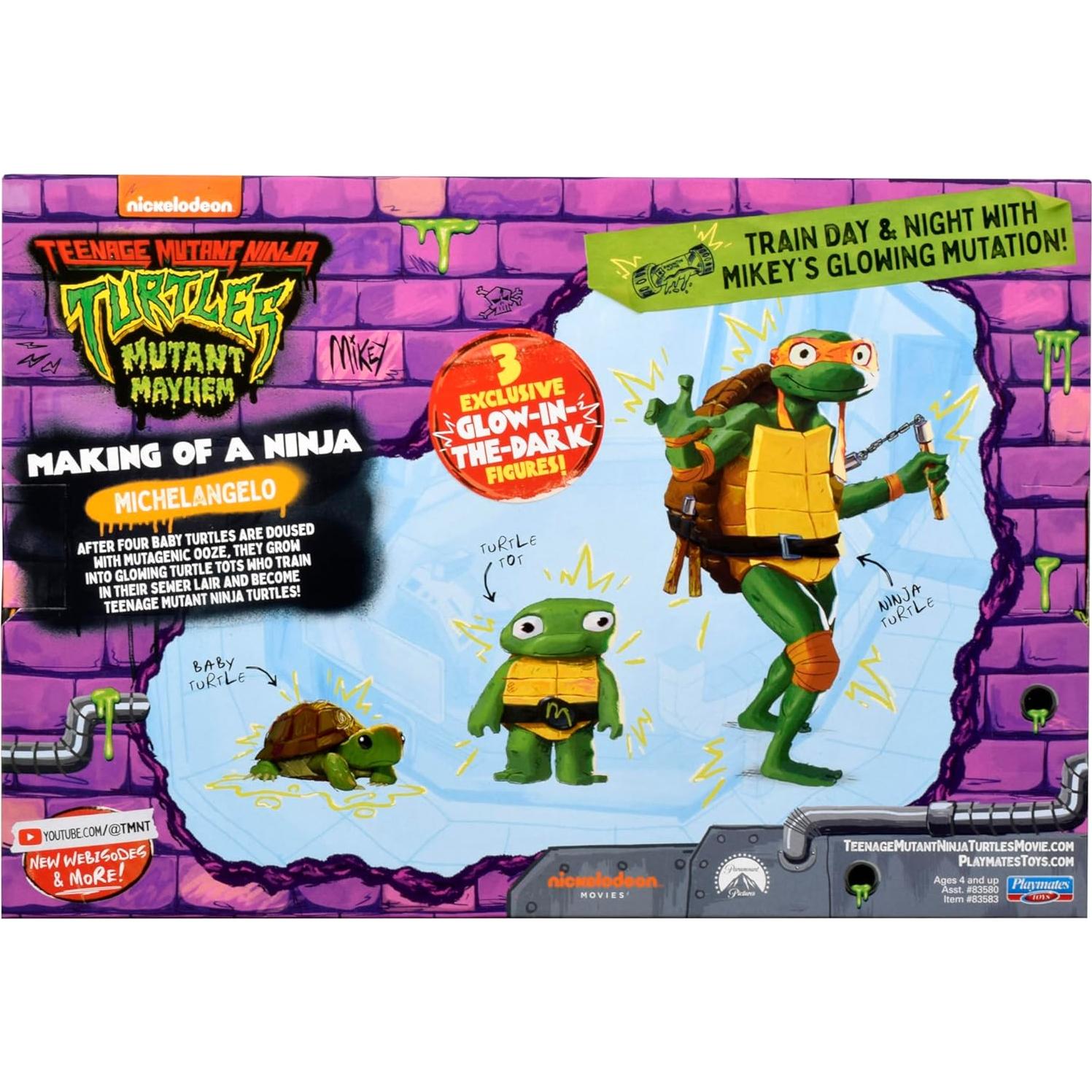 Figura Evolución Tortugas Ninja Michelangelo Paquete 3