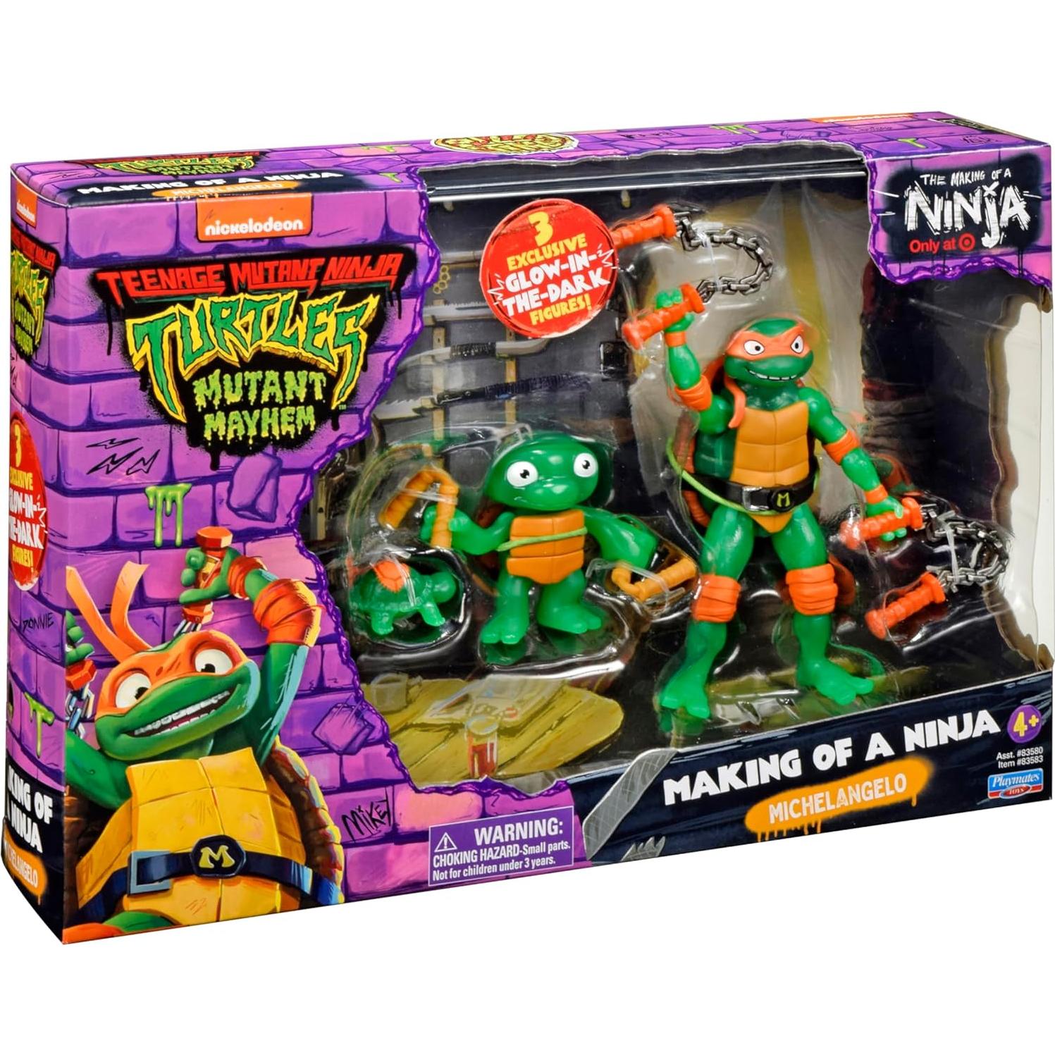Figura Evolución Tortugas Ninja Michelangelo Paquete 3