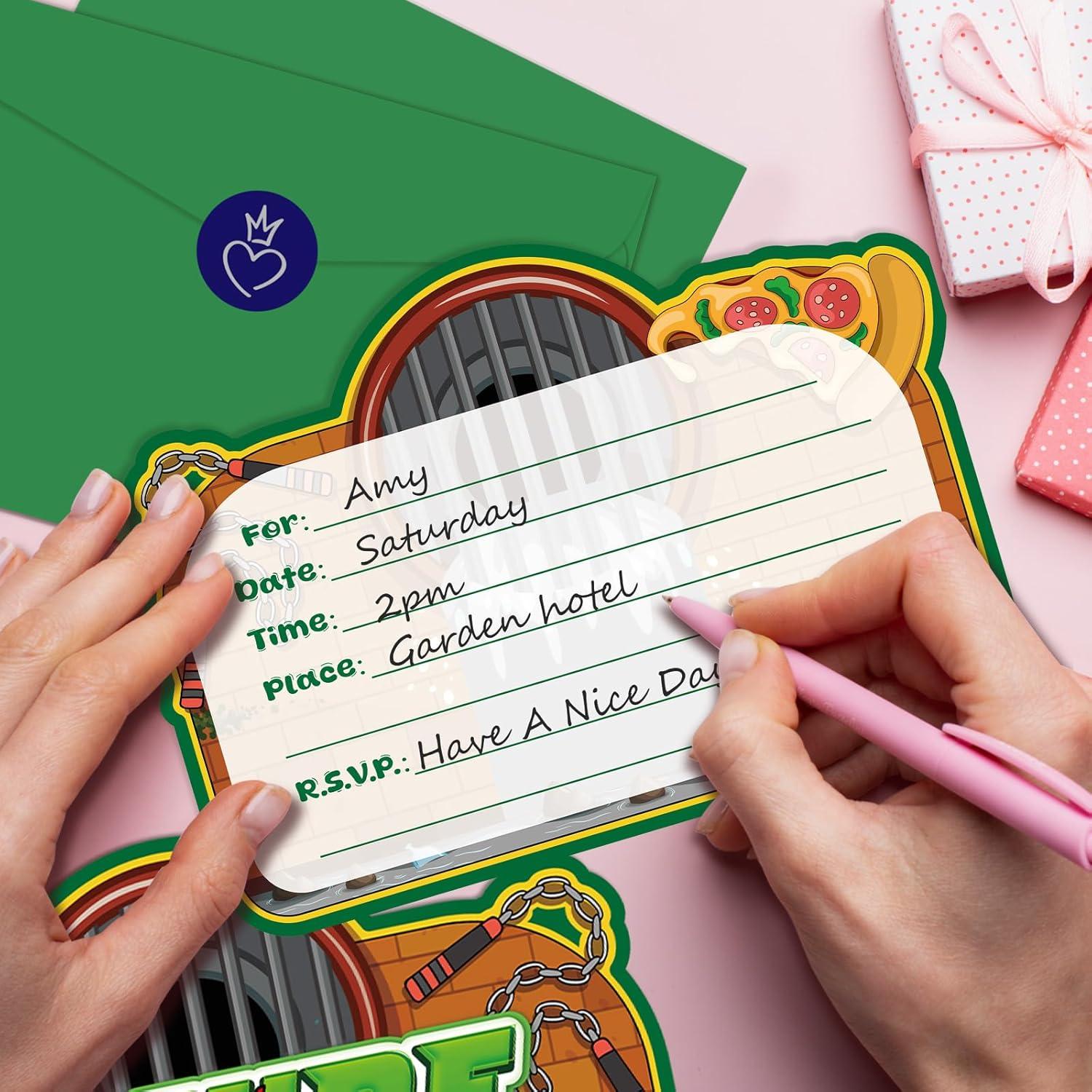 Invitaciones de Cumpleaños Tortugas Verdes ZQBQC - 20 Tarjetas