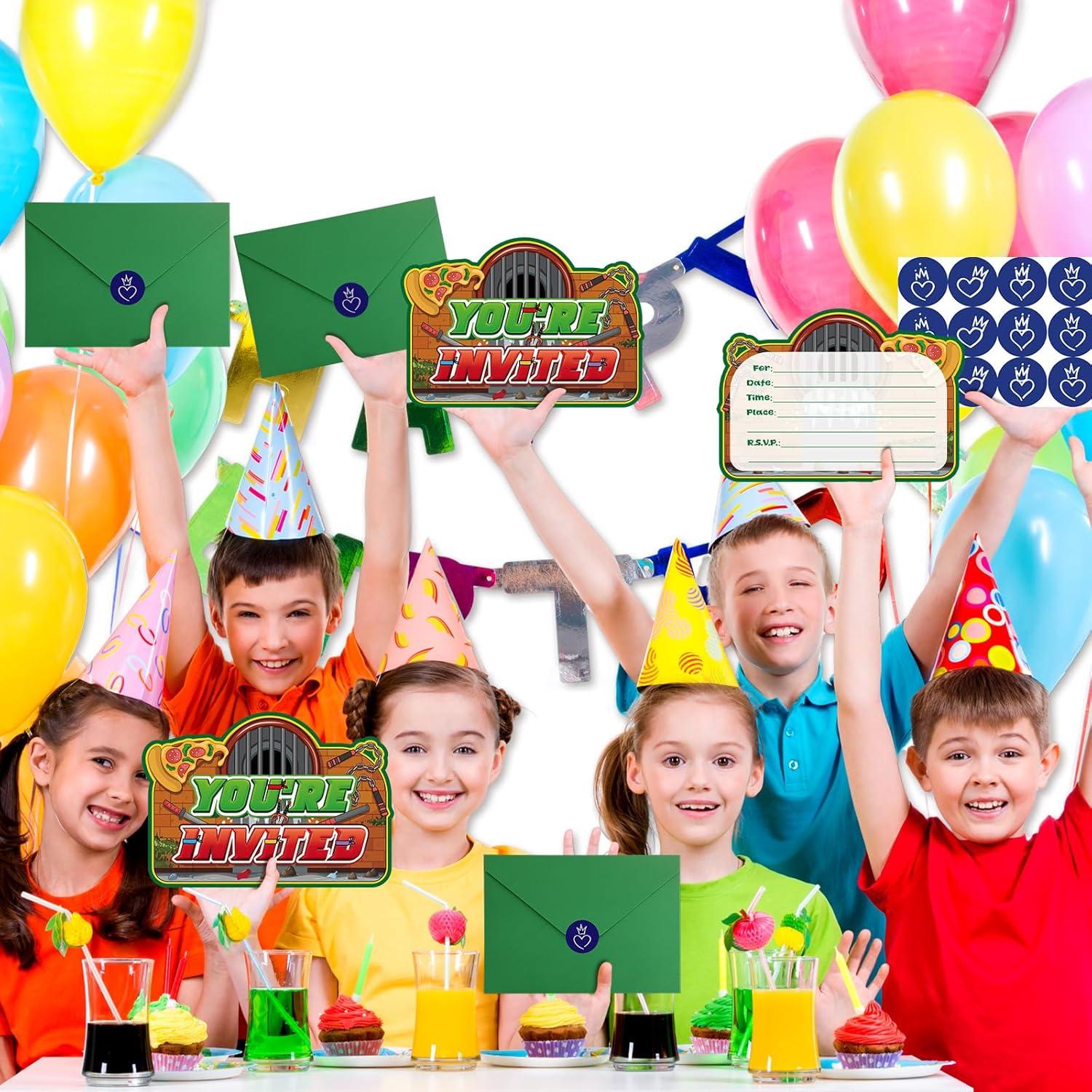 Invitaciones de Cumpleaños Tortugas Verdes ZQBQC - 20 Tarjetas