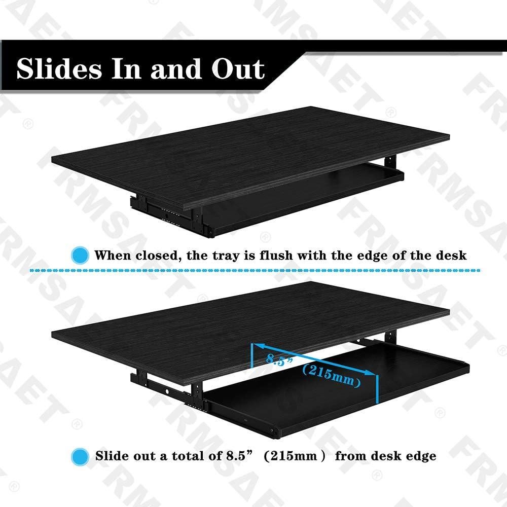 Bandeja para Teclado FRMSAET Ajustable 76.2 cm Madera Negra