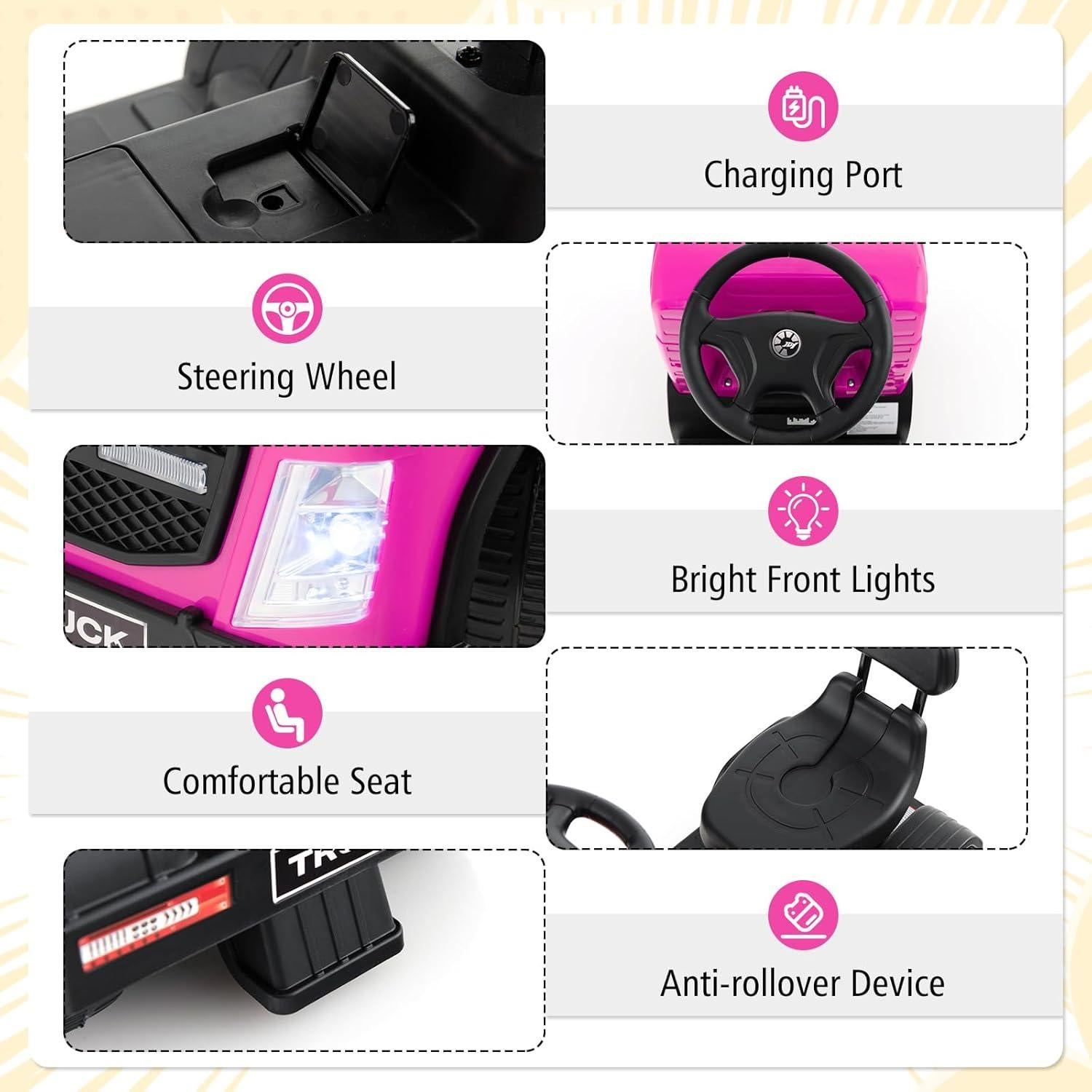 Coche Eléctrico HONEY JOY HJ-0963 Rosa 6V Ajustable