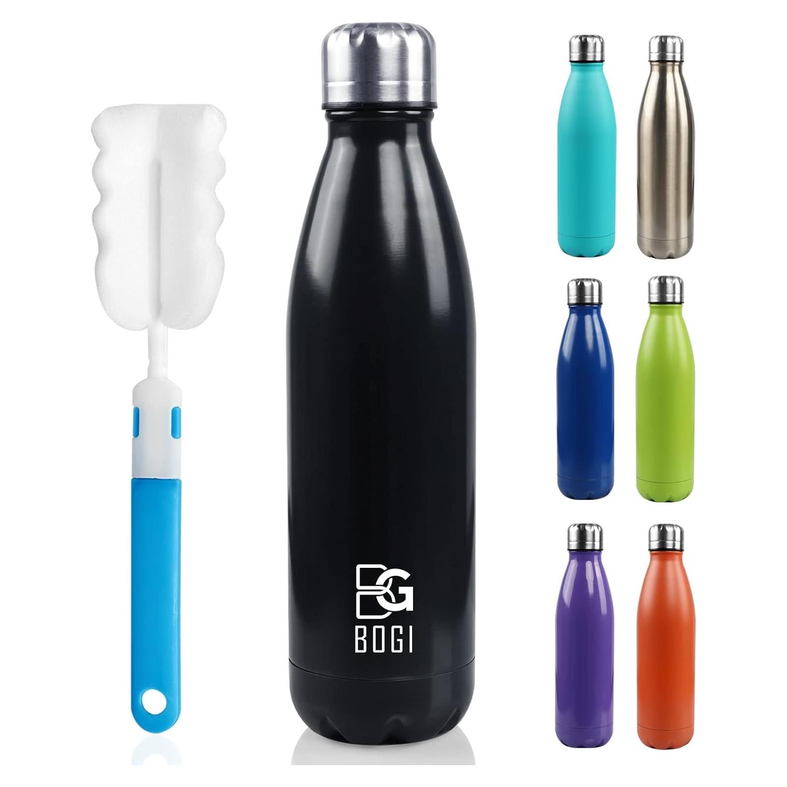 Botella de Agua Aislada BOGI 500ml Acero Inoxidable Negro