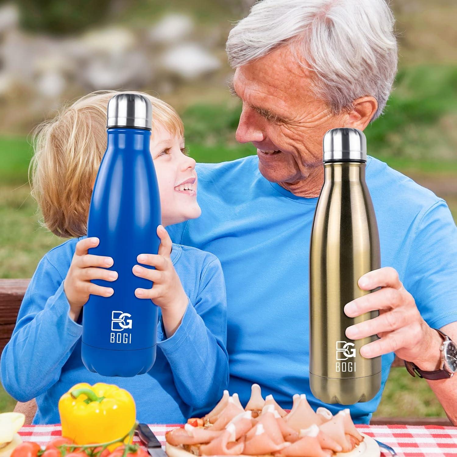 Botella de Agua Aislada BOGI 500ml Acero Inoxidable Negro