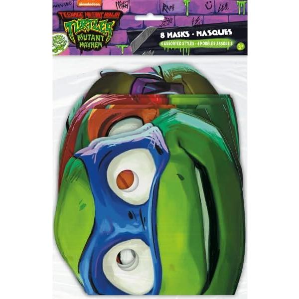 Paquete Fiesta Cumpleaños Tortugas Ninja TMNT 8 Bolsas 8 Máscaras