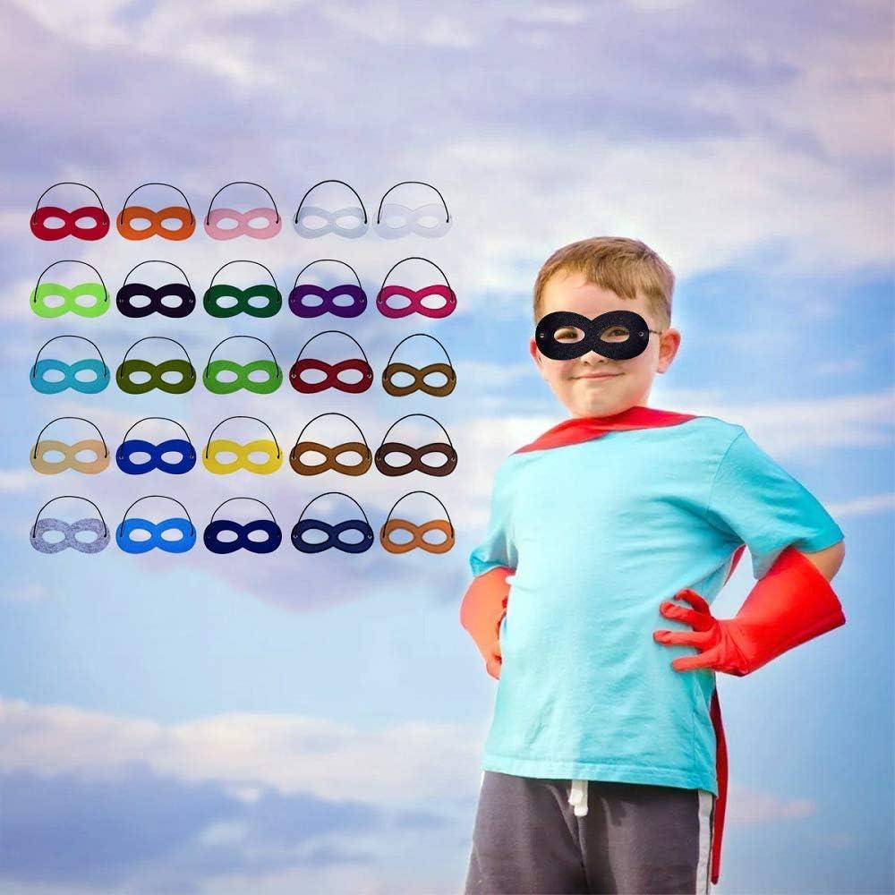 Máscaras de Superhéroe 25 Pcs Fieltro Ajustables para Niños y Adultos