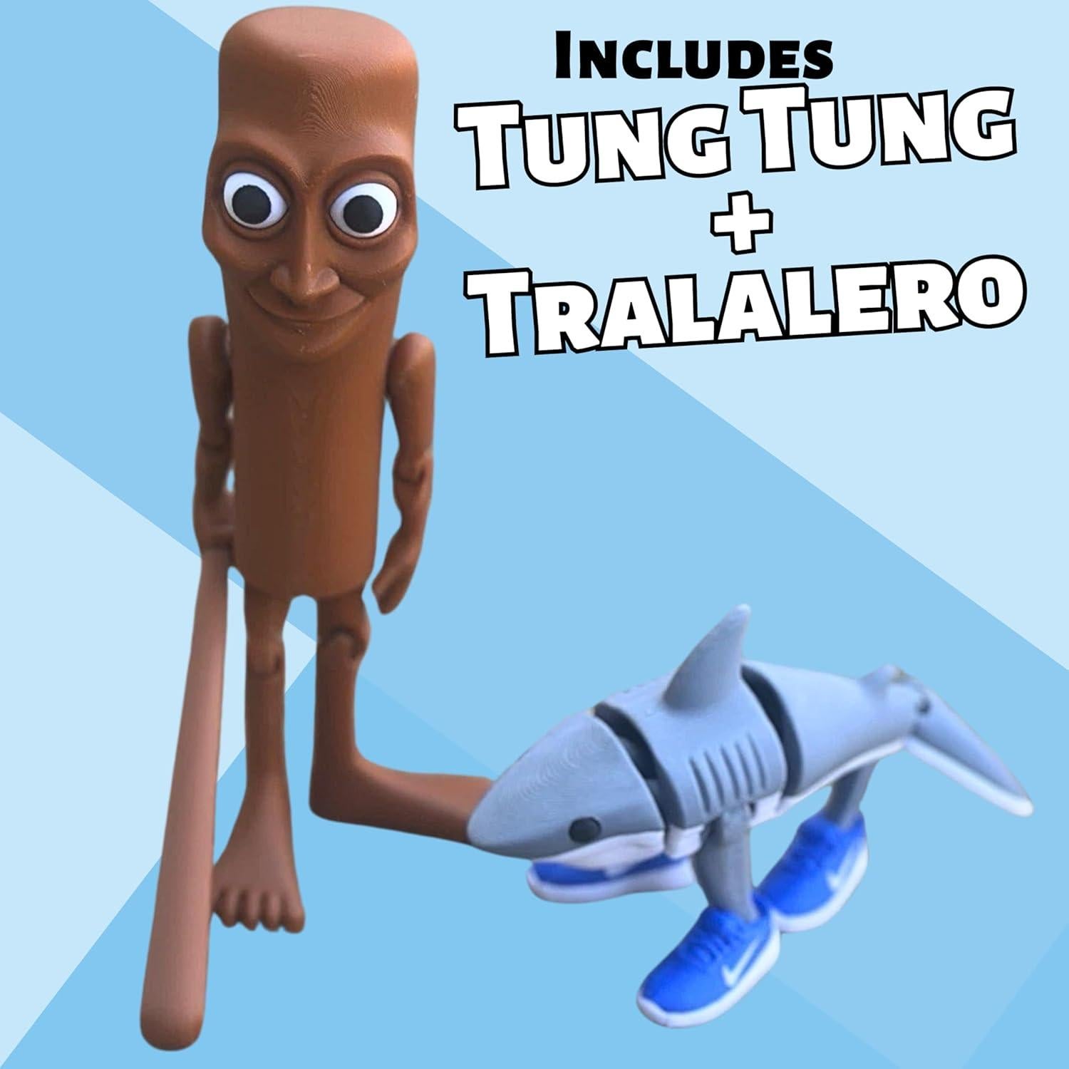 Figura Articulada Brainrot Tung Tung + Tralalero 20.32 cm