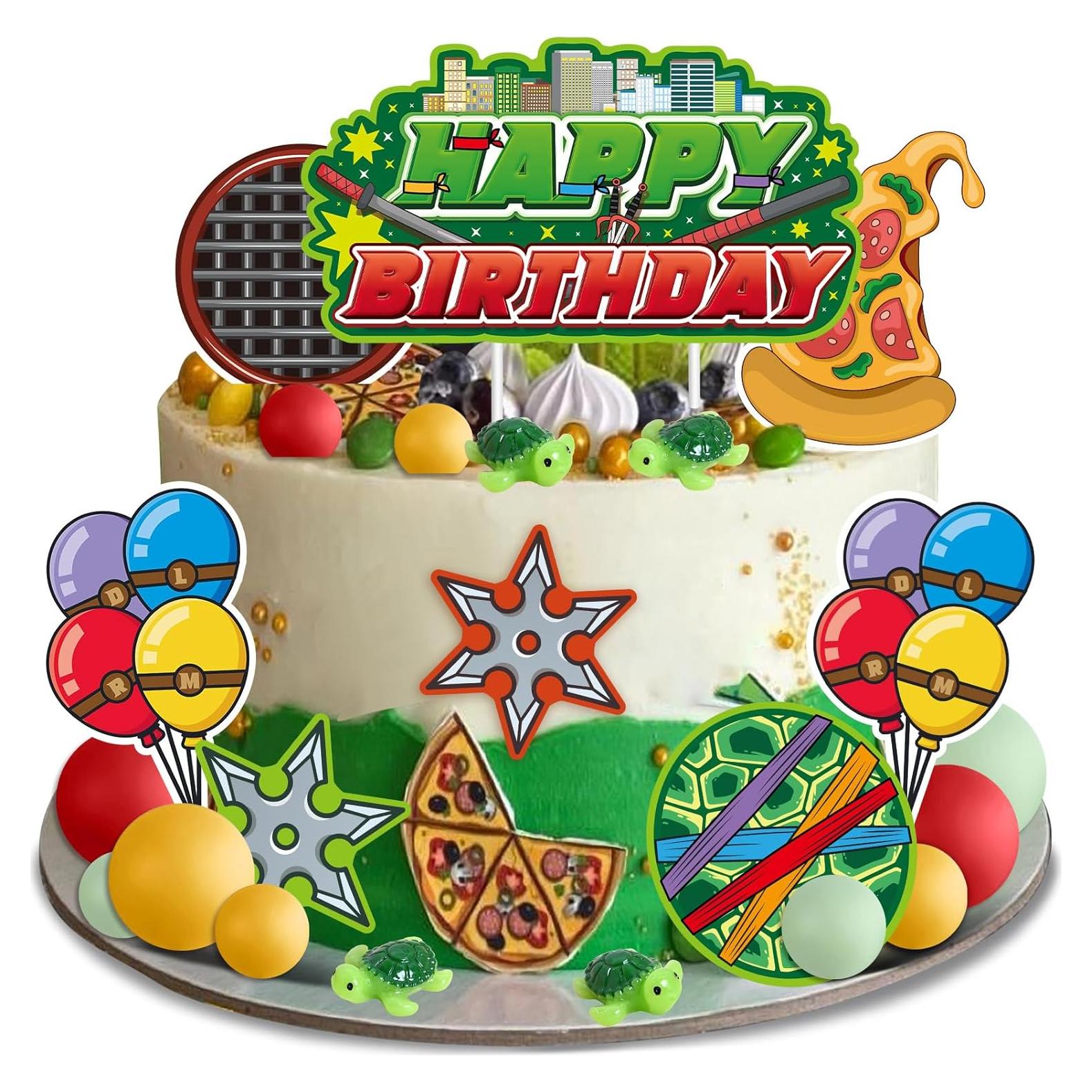 Adorno de Pastel de Tortugas Verdes ZQBQC - Decoración Cumpleaños