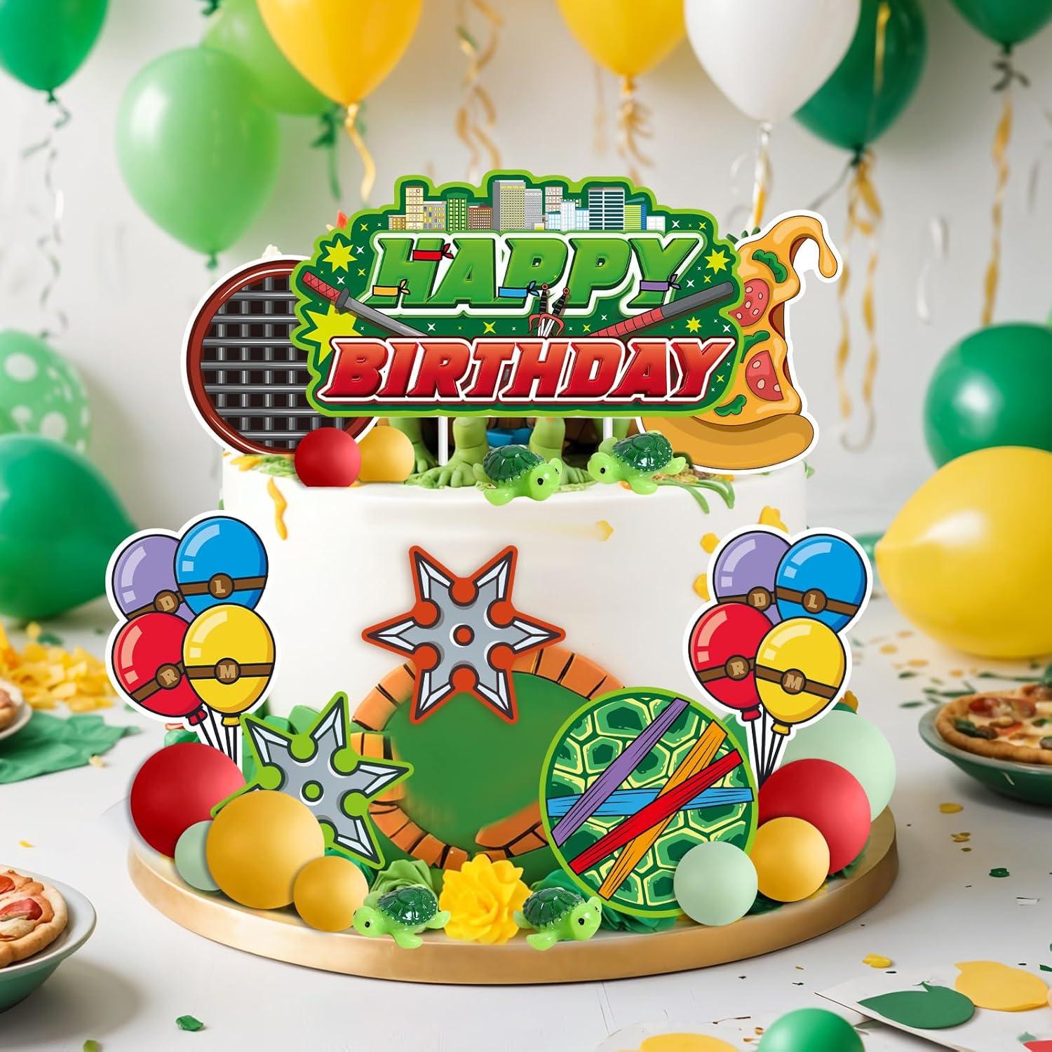 Adorno de Pastel de Tortugas Verdes ZQBQC - Decoración Cumpleaños