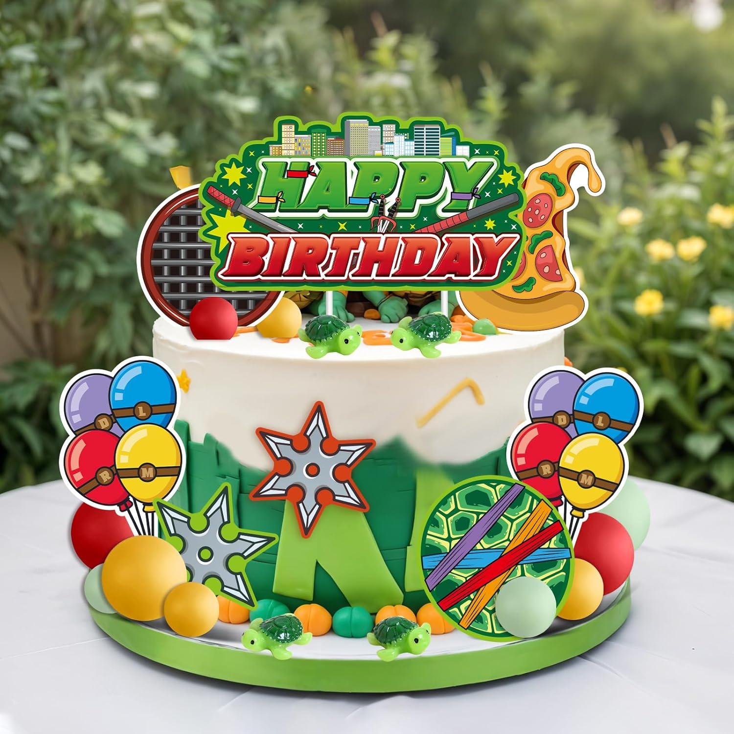 Adorno de Pastel de Tortugas Verdes ZQBQC - Decoración Cumpleaños