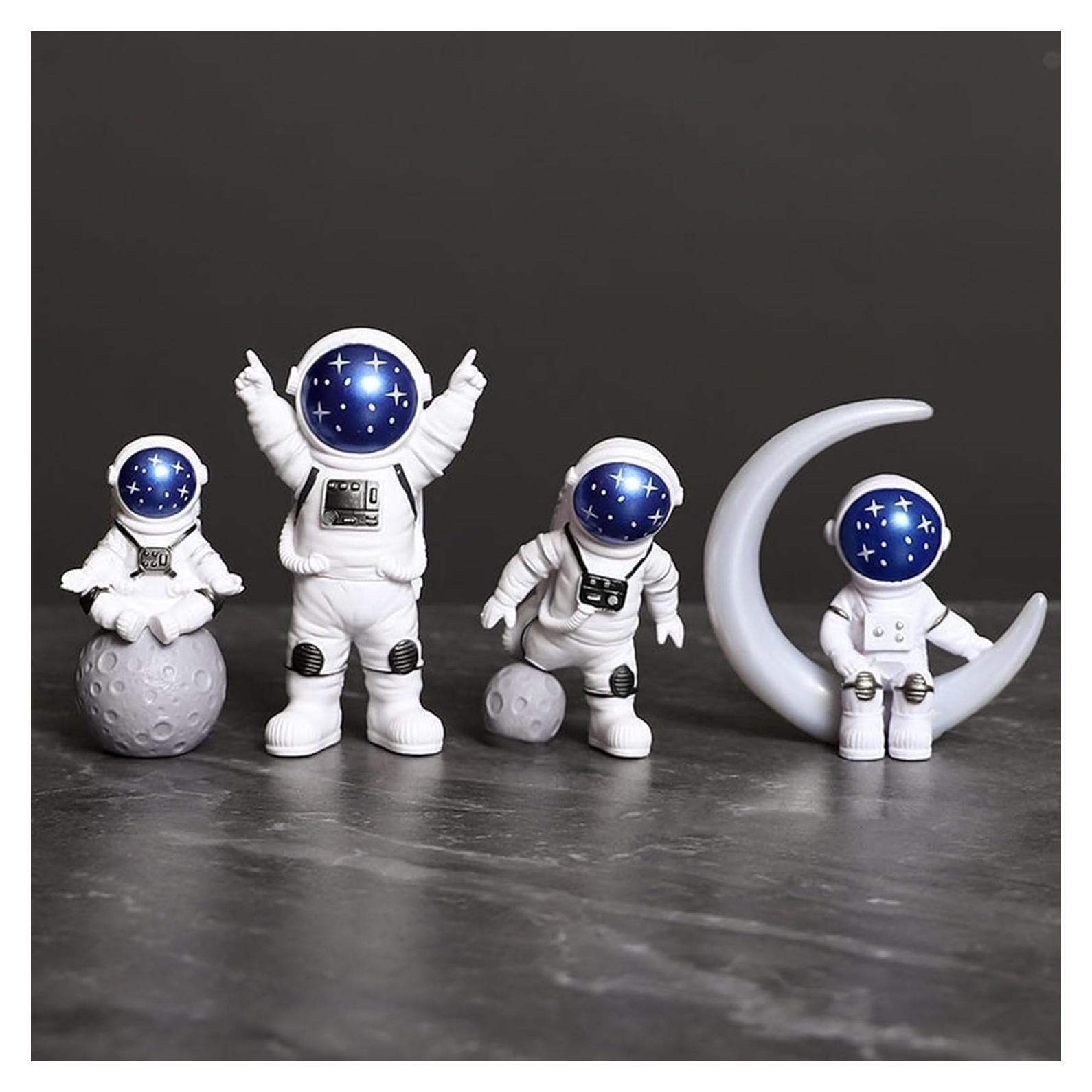 Conjunto de 4 Estatuas de Astronautas Ni-JASW Azul y Blanco