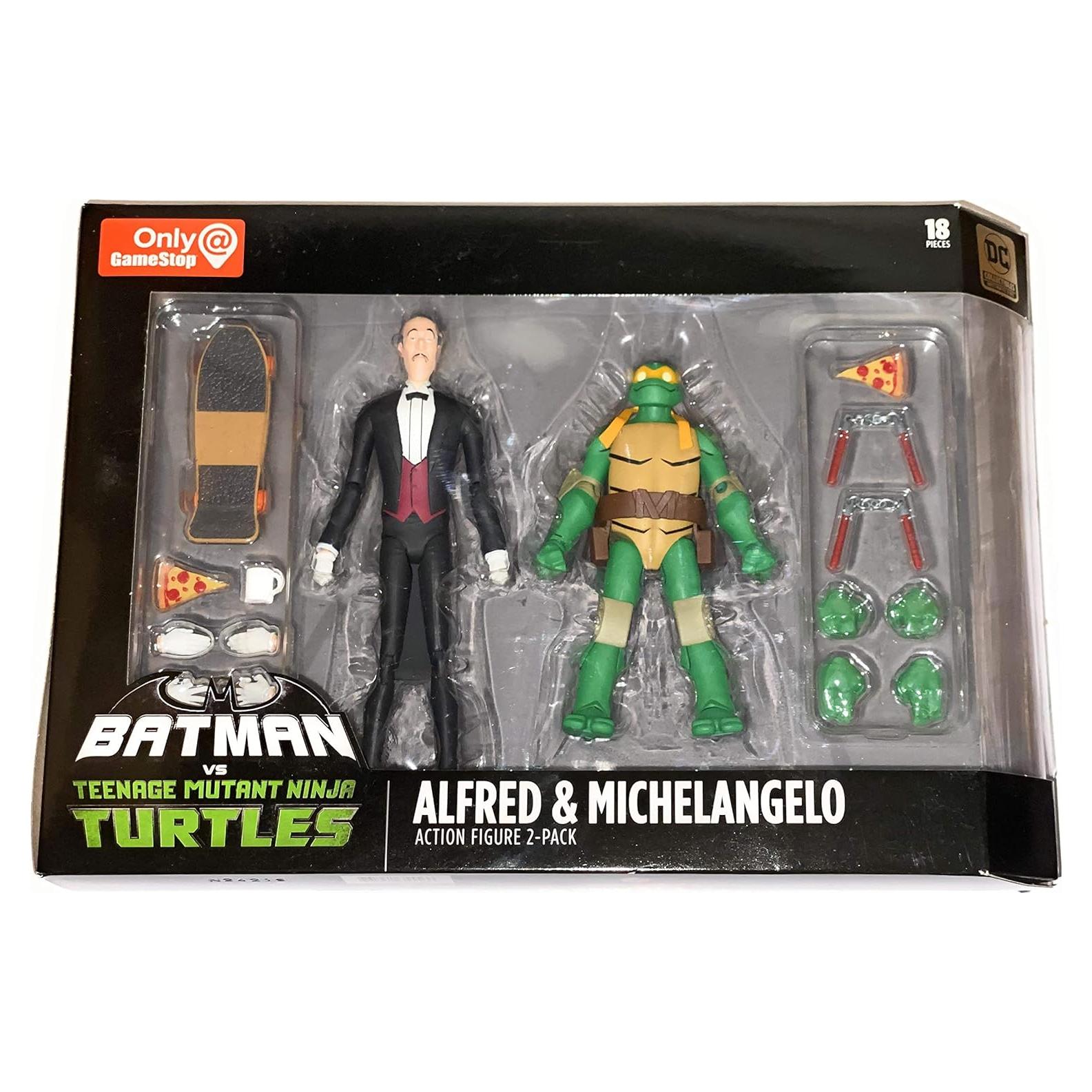 Figuras de Acción Batman Vs TMNT - Alfred y Michelangelo 2-Pack