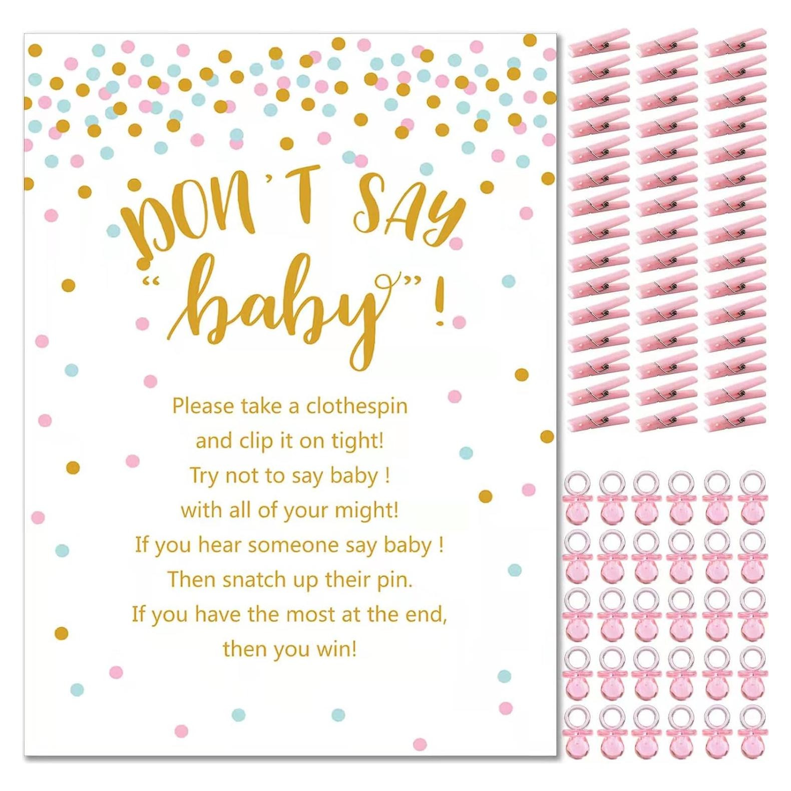 Juego de Pinzas Baby Shower ZJJZGYXINTAI No Digas Bebé